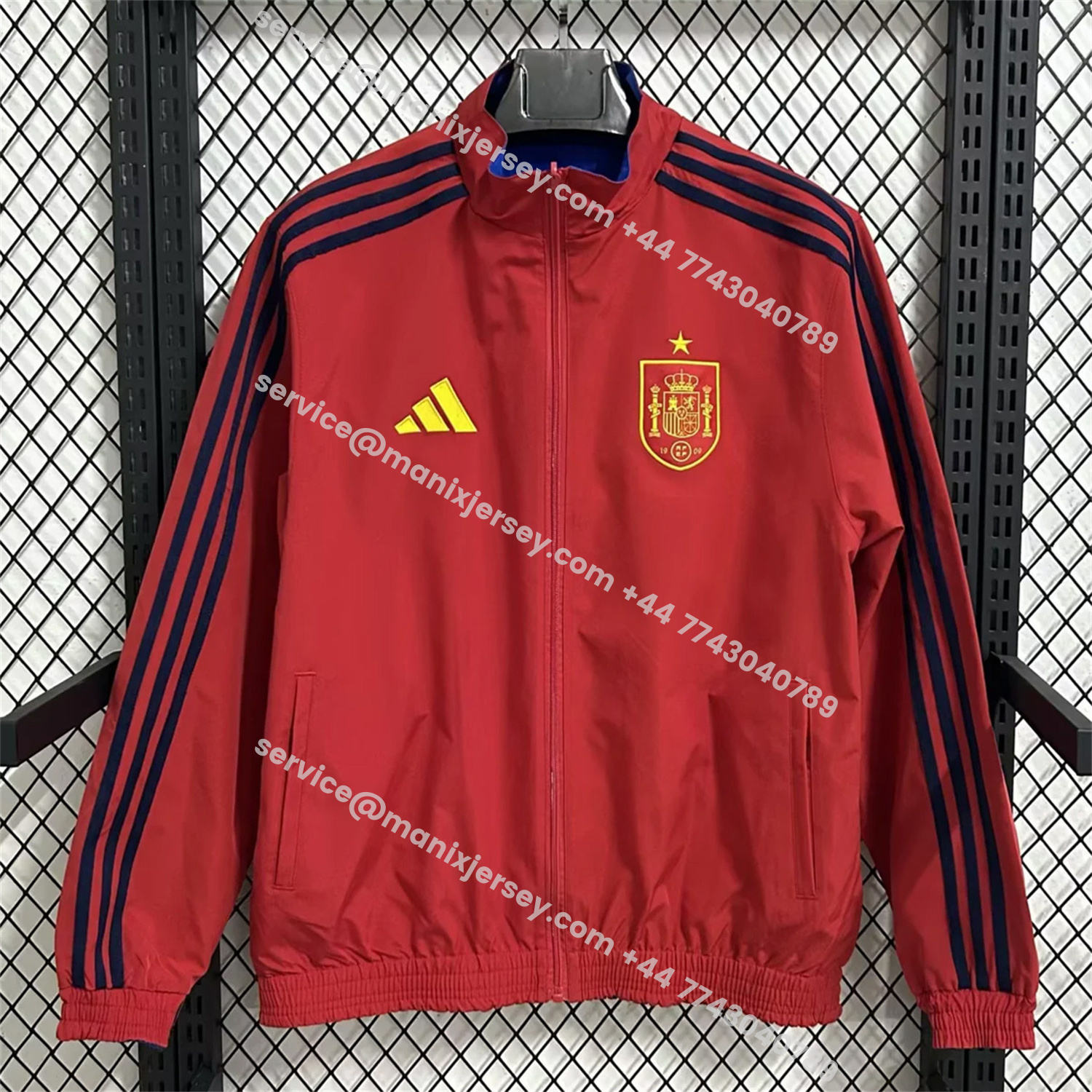 ManixJersey.com | Spain 2026 Pre-Match Double Sided Reversible Windbreaker - Red -Customize Name, Number and Patch | Worldwide Shipping