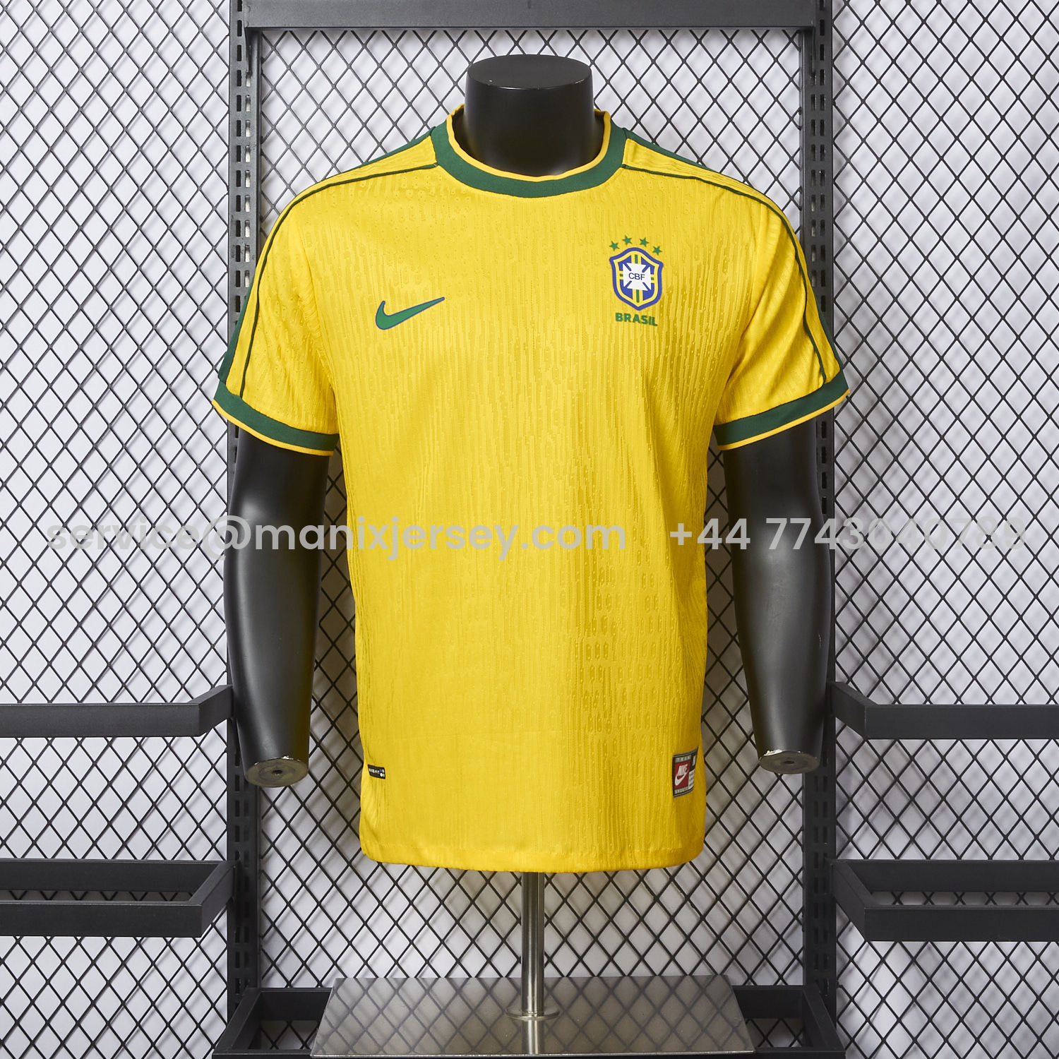 ManixJersey.com | Retro Brazil 1998 Home Jersey - Player Version -Customize Name, Number and Patch | Worldwide Shipping