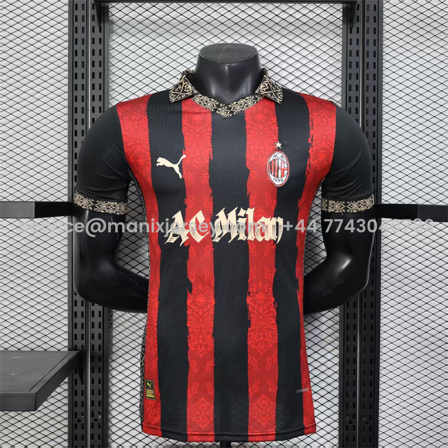 ManixJersey.com | AC Milan 25-26 Team Name Advertisement Red & Black POLO Special Jersey - Player Version -Customize Name, Number and Patch | Worldwide Shipping