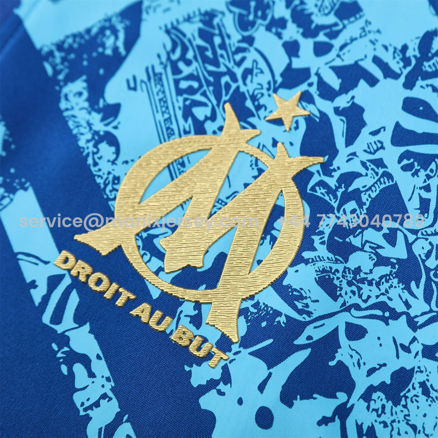 ManixJersey.com | Marseille 25-26 Jacket Training Tracksuit - Blue Jackets & Blue Pants -Customize Name, Number and Patch | Worldwide Shipping