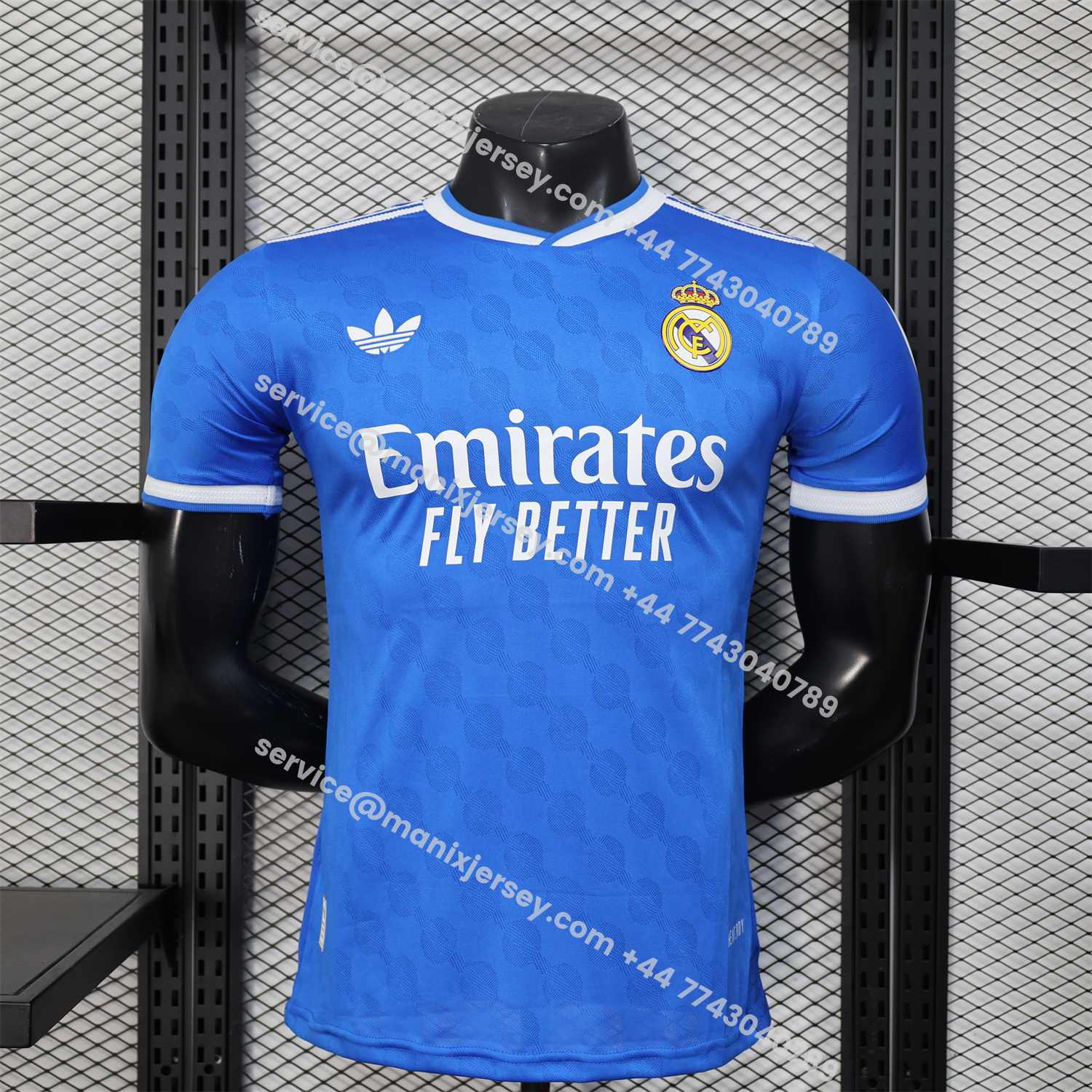 ManixJersey.com | Real Madrid 25-26 Third Blue Jersey - Player Version -Customize Name, Number and Patch | Worldwide Shipping