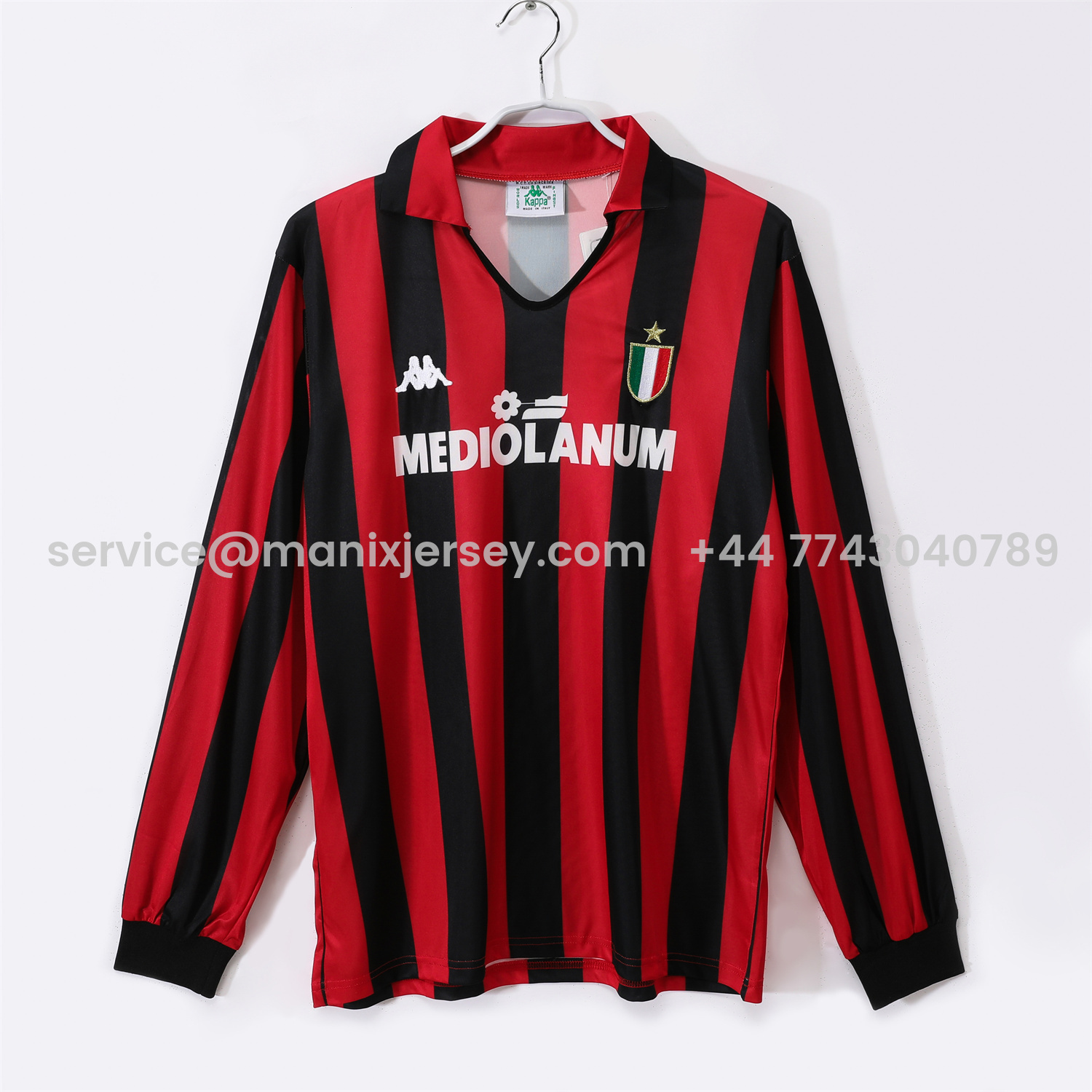 ManixJersey.com | Retro AC Milan 1988-89 Home Long Sleeves Jersey -Customize Name, Number and Patch | Worldwide Shipping