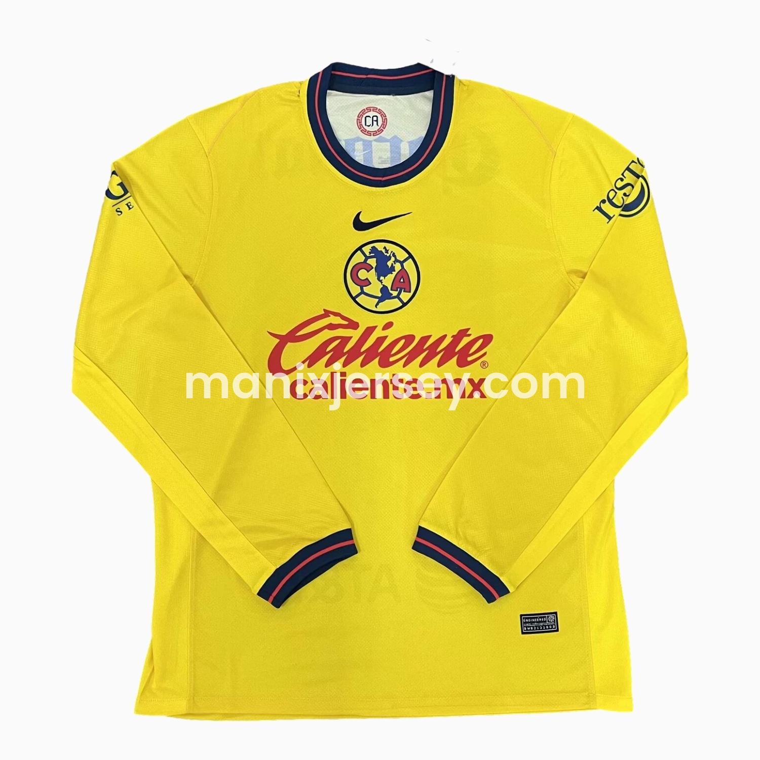 ManixJersey.com | Club América 24-25 Home Long Sleeve Jersey - Fans Version -Customize Name, Number and Patch | Worldwide Shipping