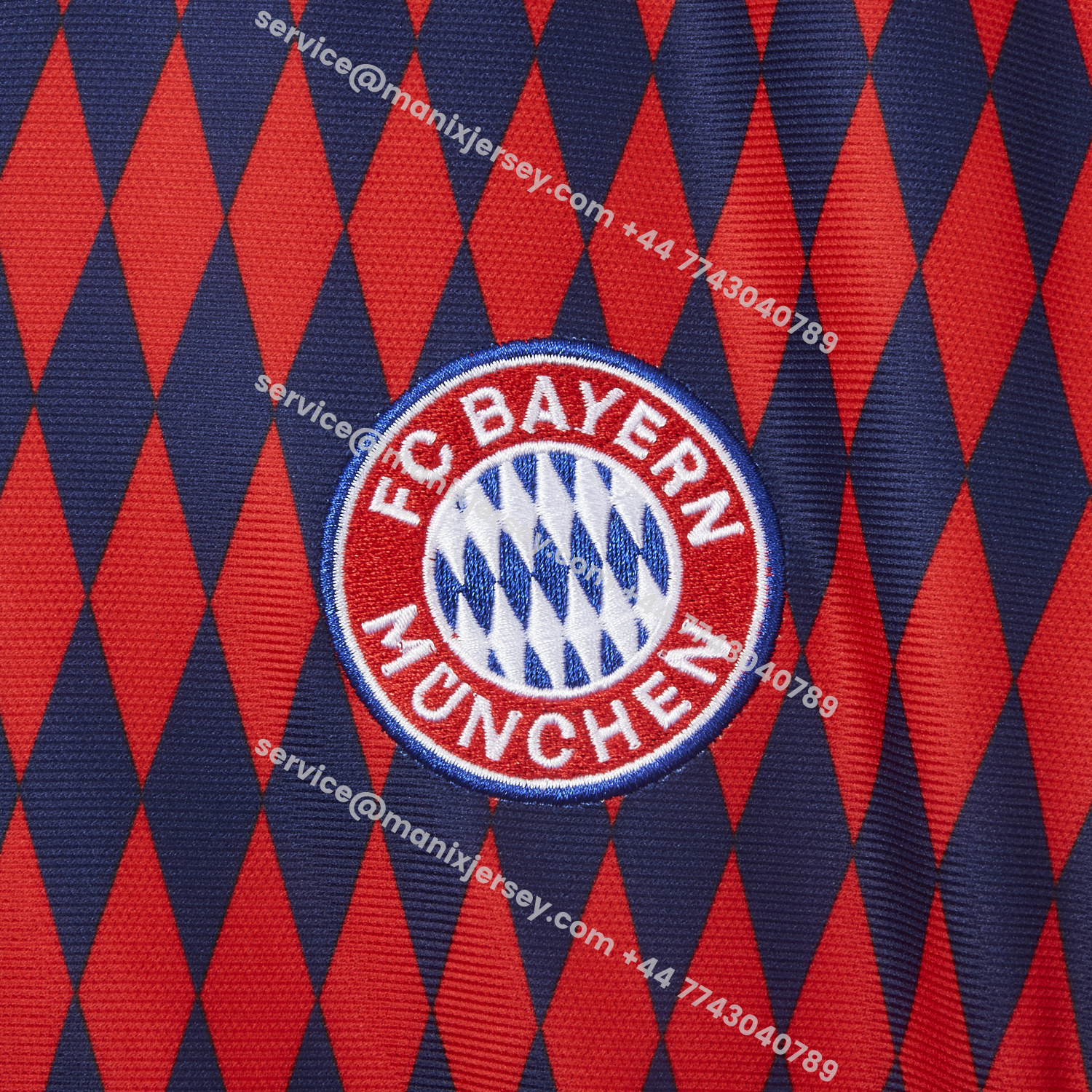 ManixJersey.com | Bayern Munich 25-26 Trefoil Retro Style Red And Deep Blue Jersey - Fans Version -Customize Name, Number and Patch | Worldwide Shipping