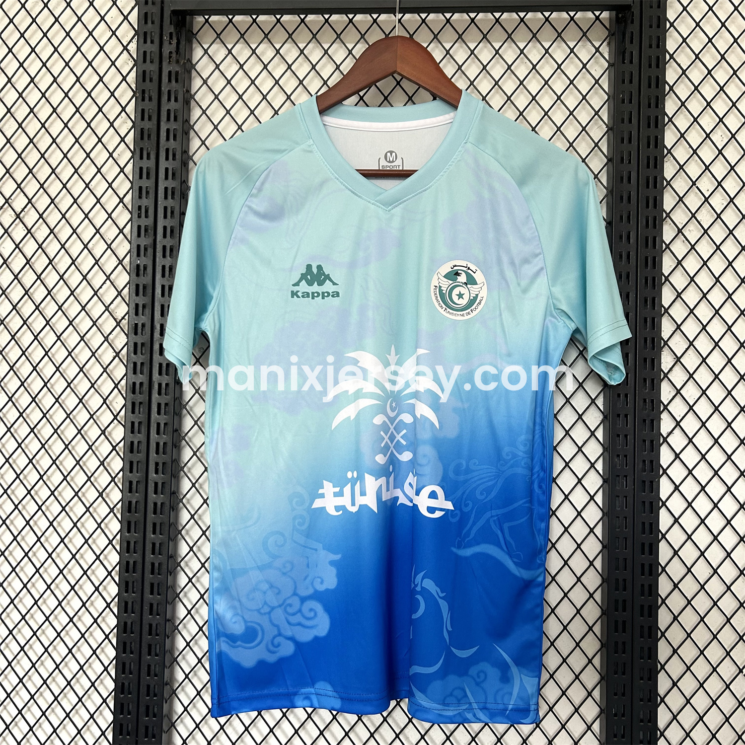 ManixJersey.com | Tunisia 25-26 Blue Gradient Auspicious Cloud Pattern Special Jersey - Fans Version -Customize Name, Number and Patch | Worldwide Shipping