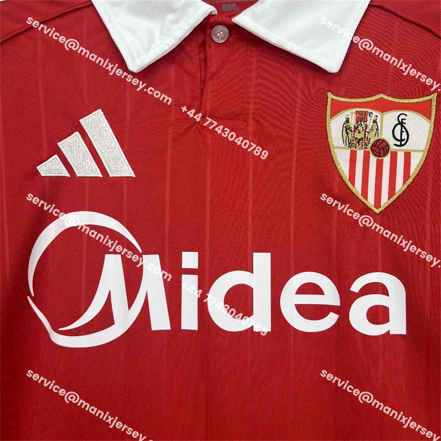 ManixJersey.com | Sevilla 25-26 Away Red Jersey - Fans Version -Customize Name, Number and Patch | Worldwide Shipping