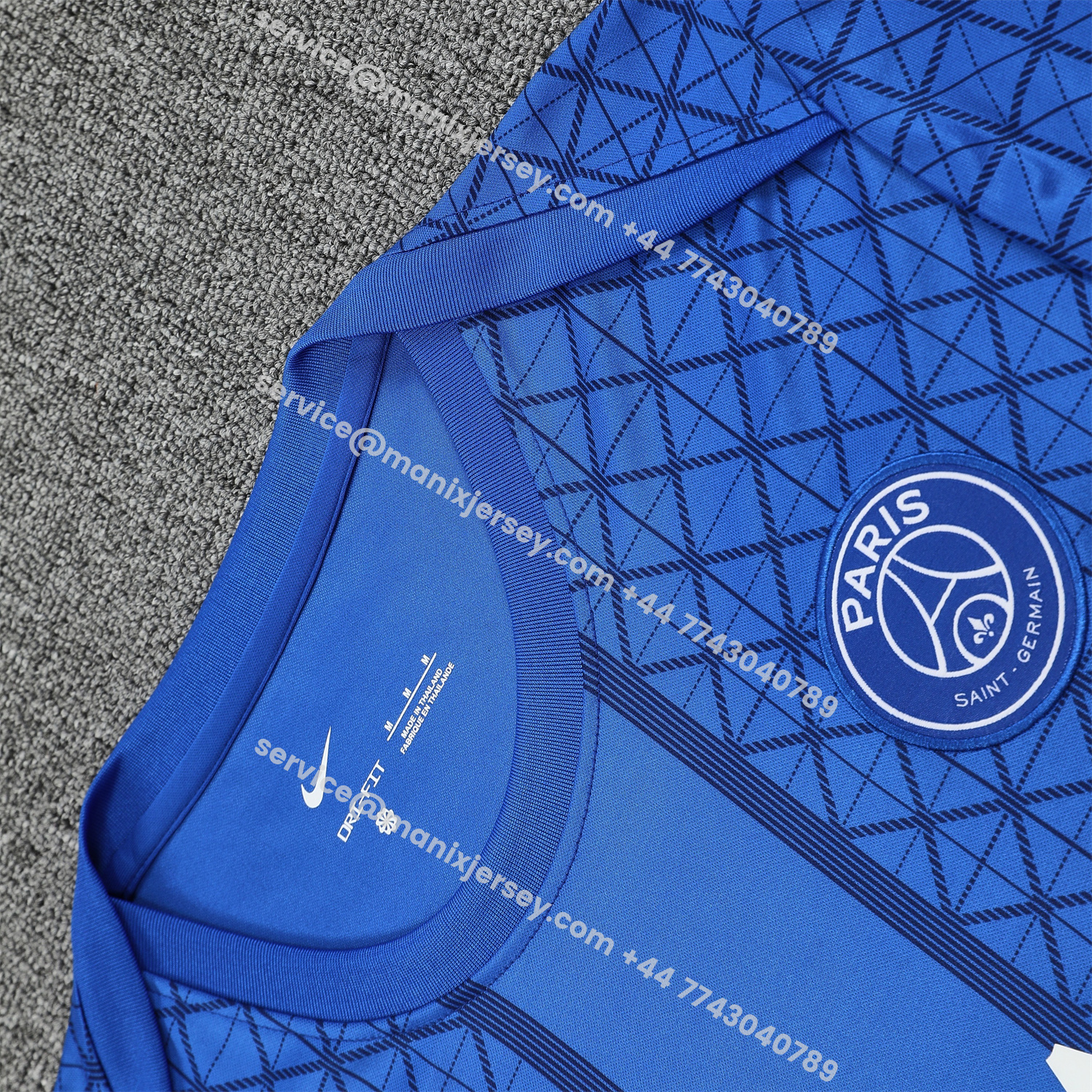 ManixJersey.com | Paris Saint-Germain PSG 25-26 Short-Sleeve Training Set - Blue Top & Deep Blue Shorts -Customize Name, Number and Patch | Worldwide Shipping