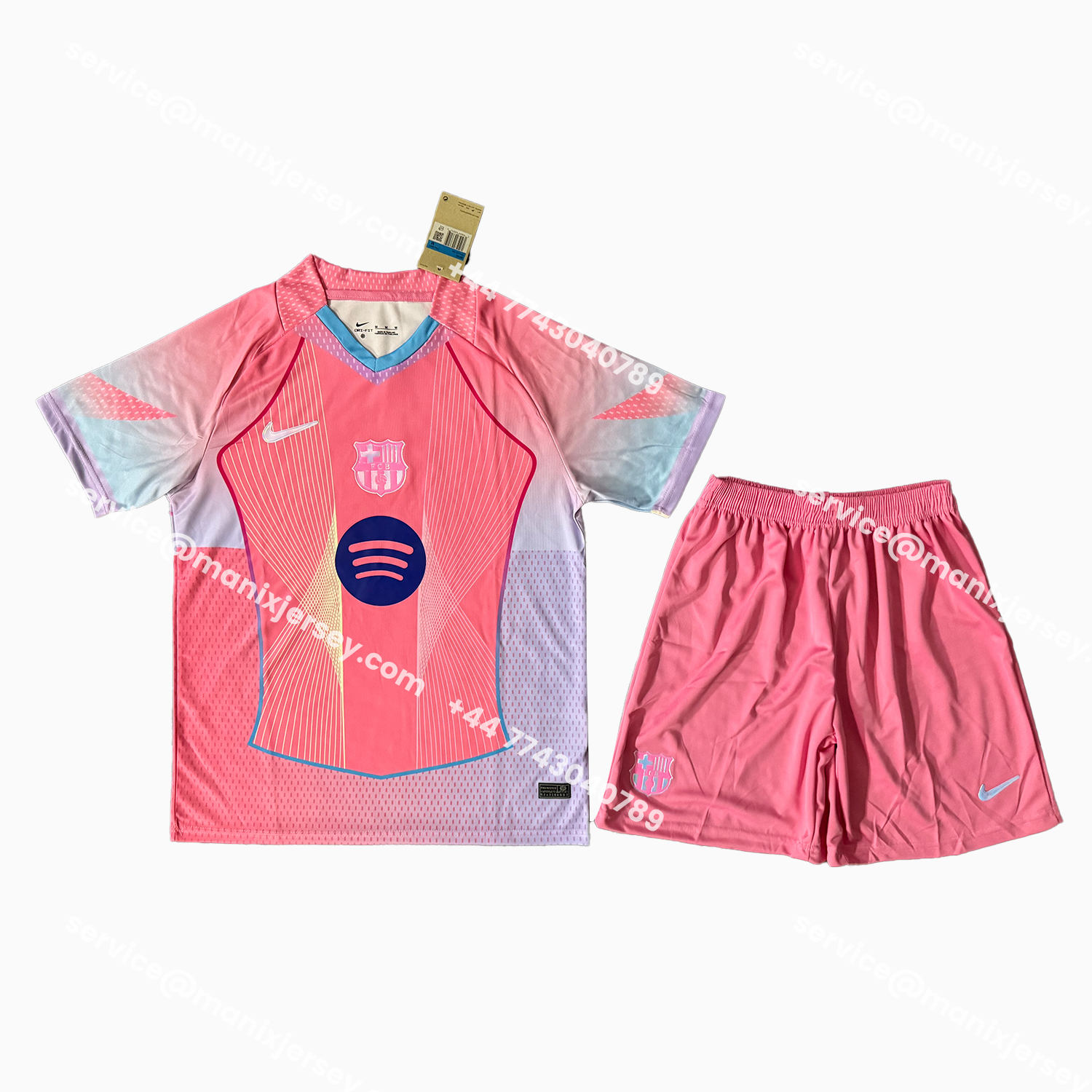 ManixJersey.com | Barcelona 25-26 T90 Pink Special Men's Adult Jersey Set - Fans Version -Customize Name, Number and Patch | Worldwide Shipping