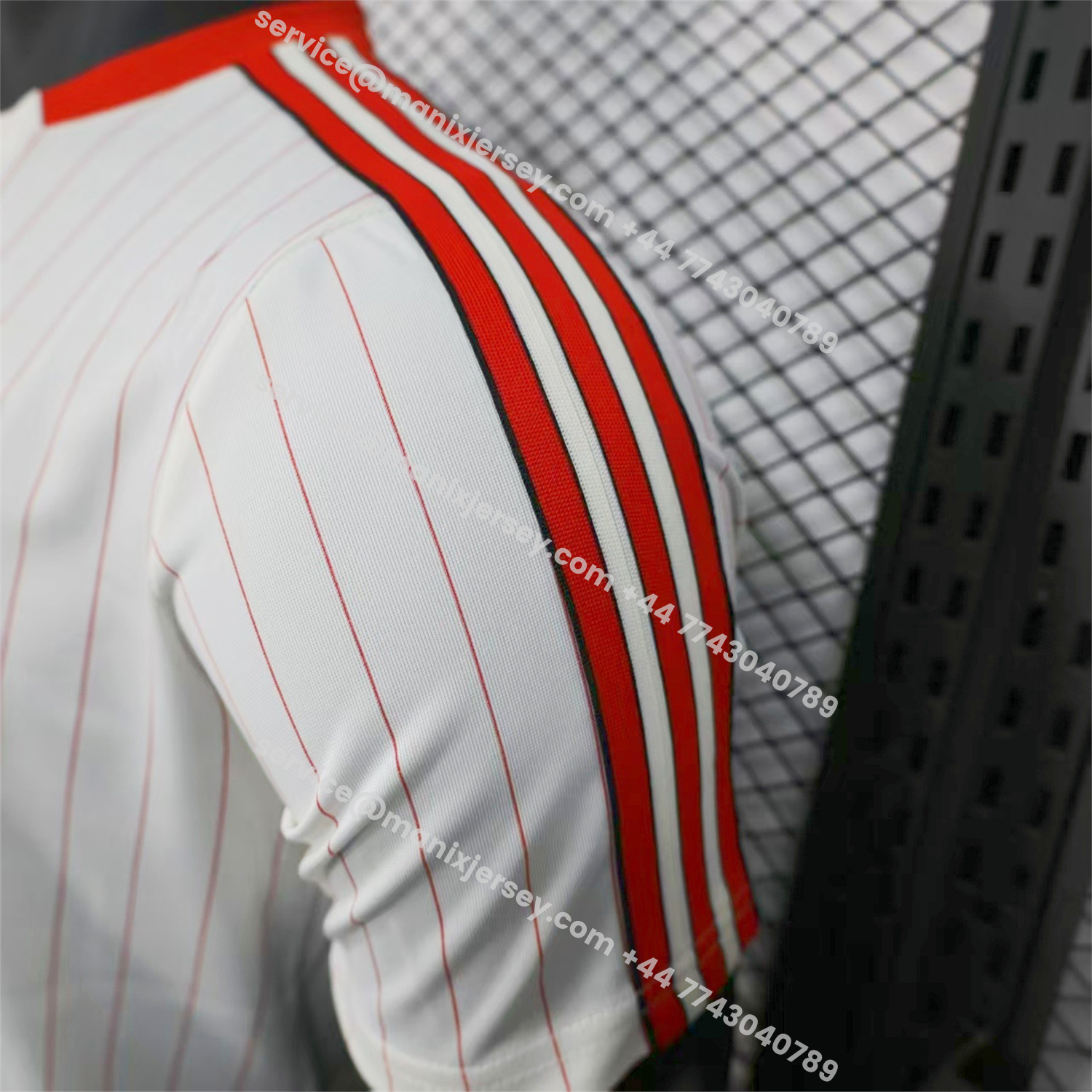 ManixJersey.com | Benfica 25-26 Trefoil Red Lines White Travel Jersey - Player Version -Customize Name, Number and Patch | Worldwide Shipping