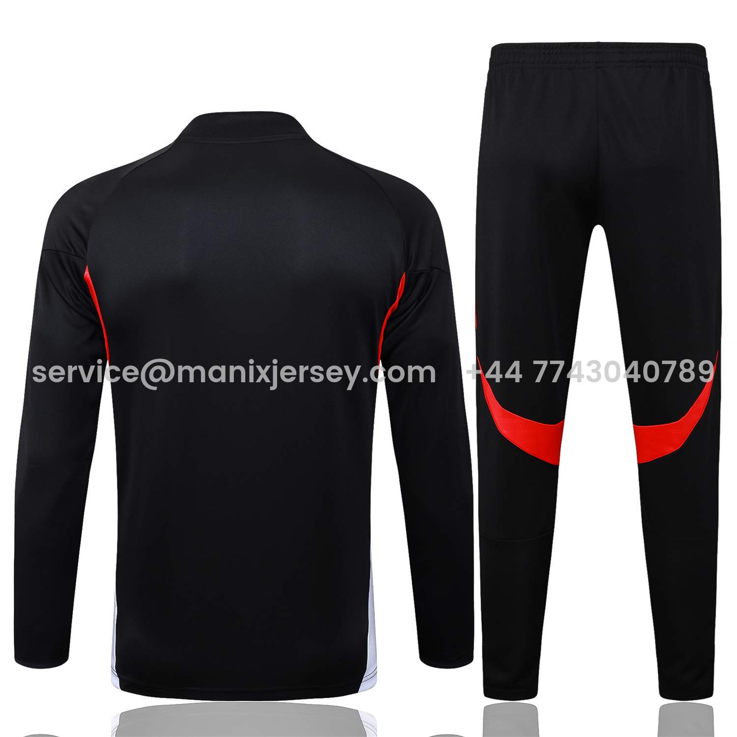 ManixJersey.com | Bayern Munich 25-26 Long Sleeves Training Set - Black Top & Pants with Orange Badge -Customize Name, Number and Patch | Worldwide Shipping