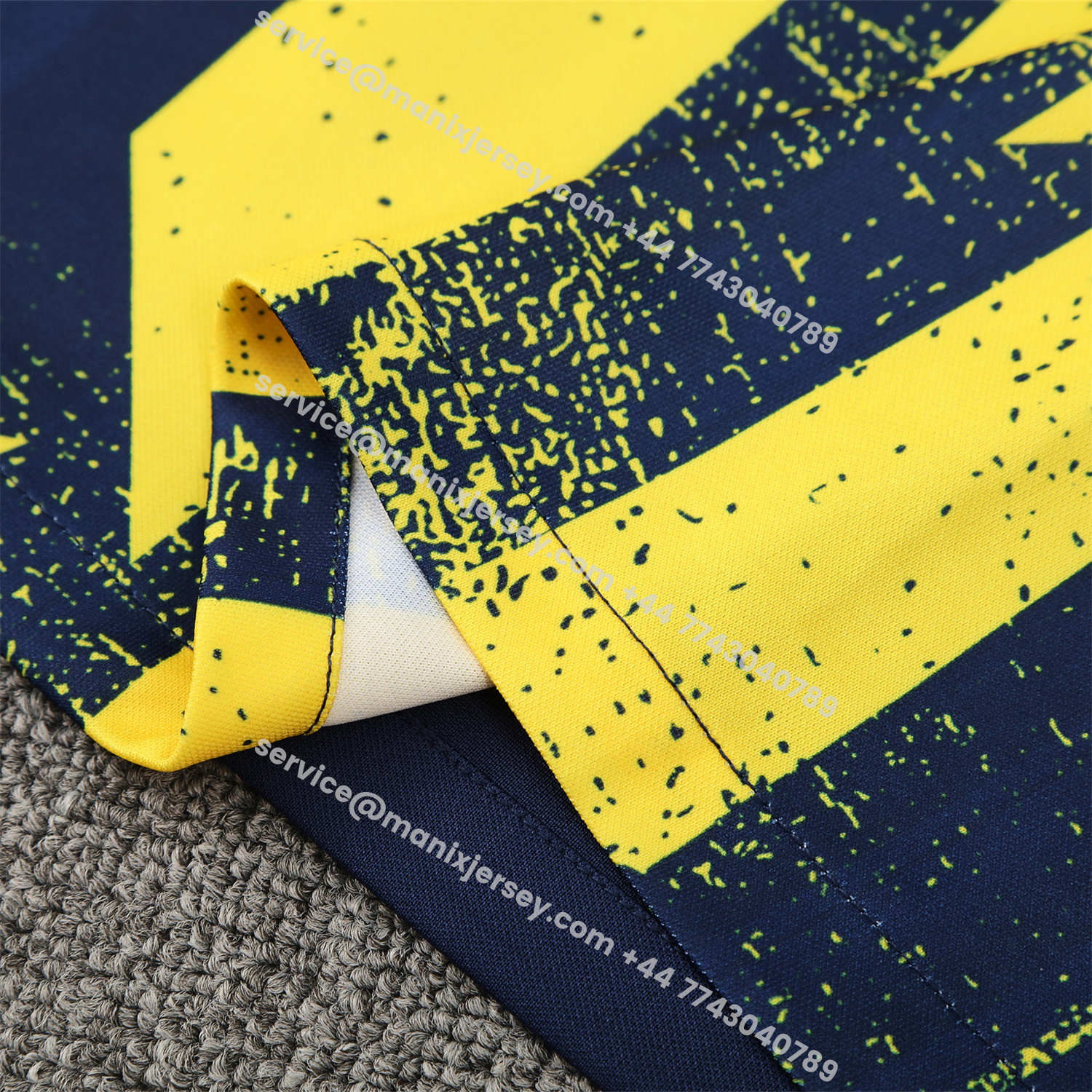 ManixJersey.com | Atletico Madrid Short-Sleeve Training Set - Blue Yellow Top & Blue Shorts -Customize Name, Number and Patch | Worldwide Shipping