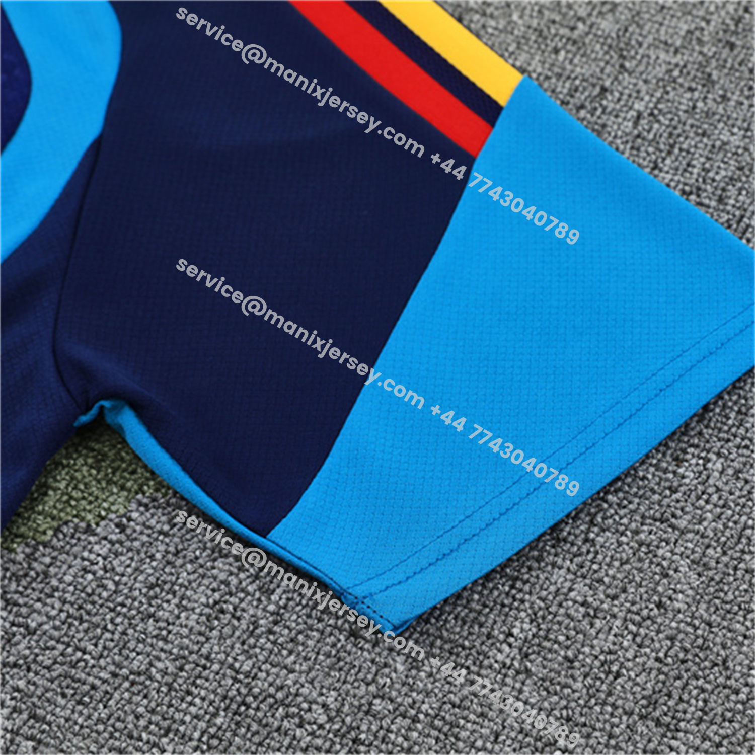 ManixJersey.com | Spain 2026 Short-Sleeve Training Set - Royal Blue Top & Shorts -Customize Name, Number and Patch | Worldwide Shipping