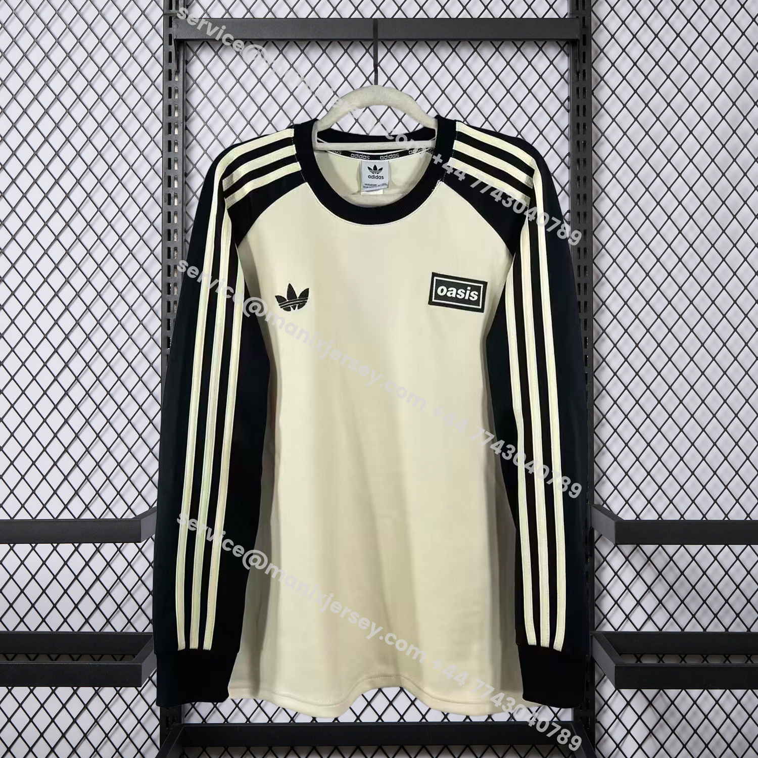 ManixJersey.com | Adidas 25-26 Oasis Originals Tour Cream Long Sleeves Jersey - Fans Version -Customize Name, Number and Patch | Worldwide Shipping