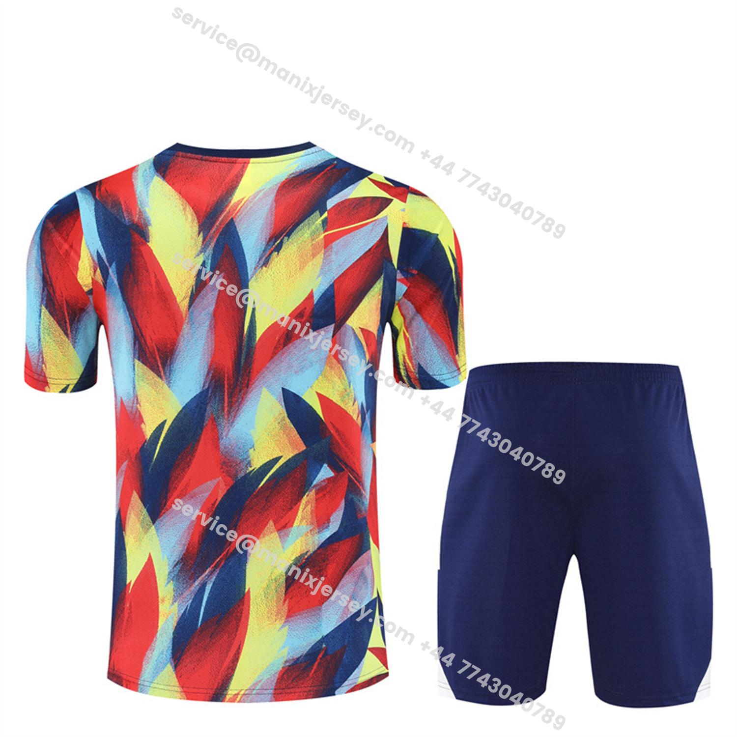 ManixJersey.com | Arsenal 25-26 Short-Sleeve Training Set - Colorful Camouflage Top & Blue Shorts -Customize Name, Number and Patch | Worldwide Shipping