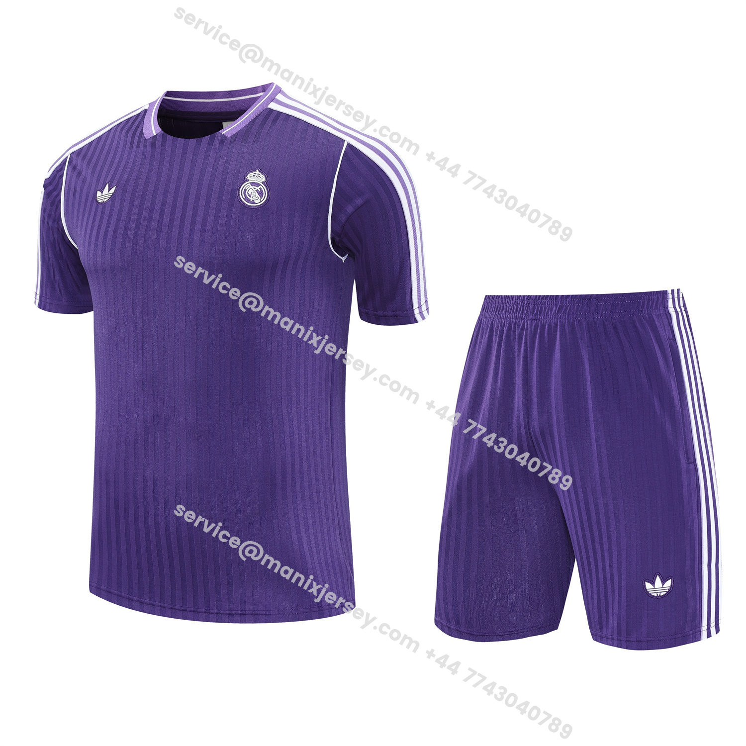 ManixJersey.com | Real Madrid 25-26 Short-Sleeve Training Set - Pure Purple Top & Purple Shorts -Customize Name, Number and Patch | Worldwide Shipping