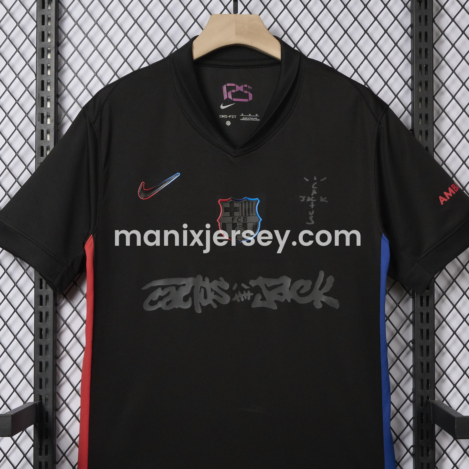 ManixJersey.com | Barcelona x Travis Scott 24-25 Away Pure Black Jersey - Fans Version -Customize Name, Number and Patch | Worldwide Shipping