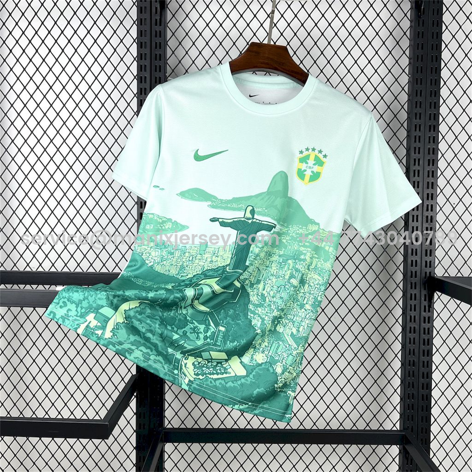 ManixJersey.com | Brazil 25-26 Light Green Jesus Statue Special Jersey - Fans Version -Customize Name, Number and Patch | Worldwide Shipping