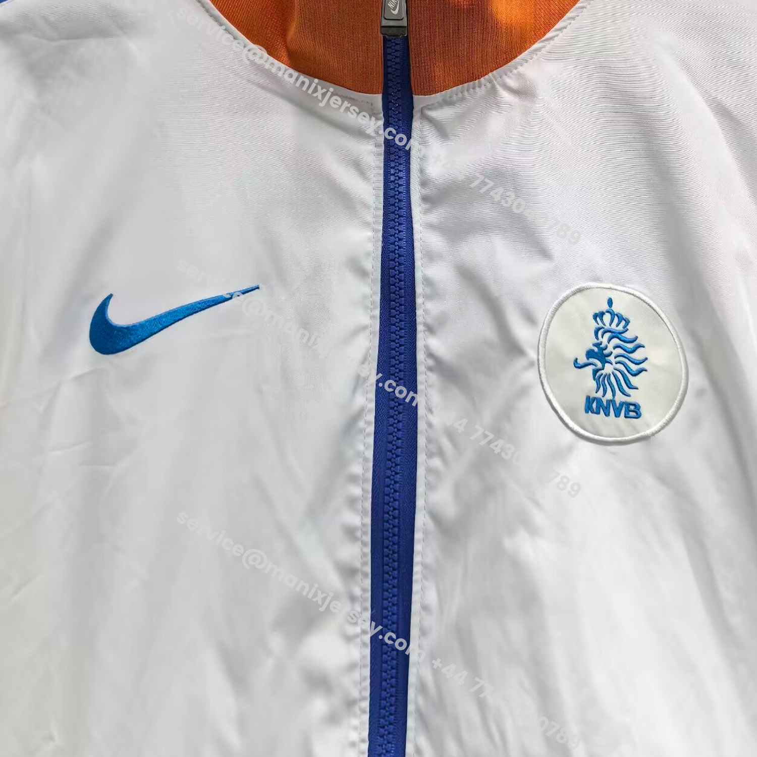 ManixJersey.com | Netherlands 25-26 Windbreaker Jacket - Orange And White -Customize Name, Number and Patch | Worldwide Shipping