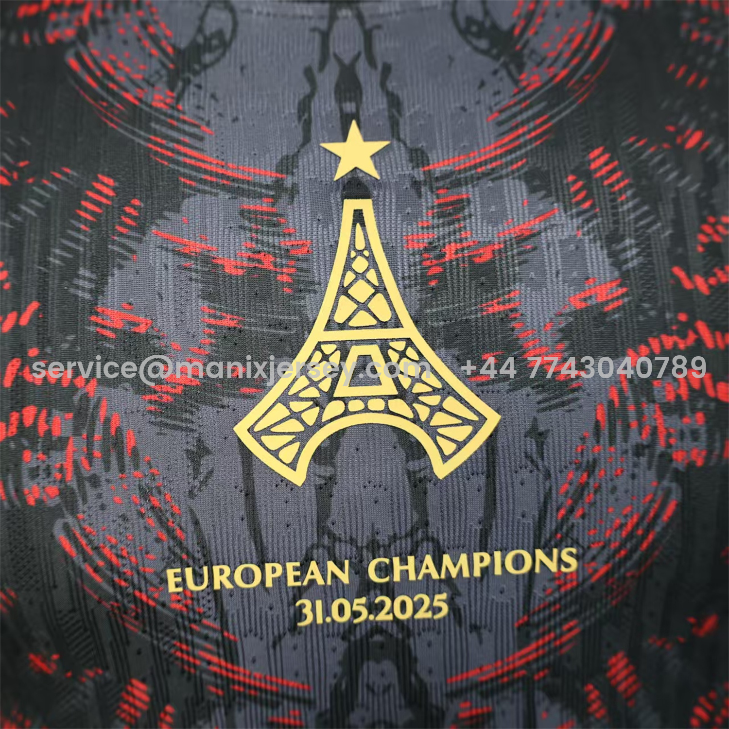 ManixJersey.com | Paris Saint-Germain PSG 25-26 Champions League Commemorative Edition Black Red Eiffel Tower Jersey - Player Version -Customize Name, Number and Patch | Worldwide Shipping