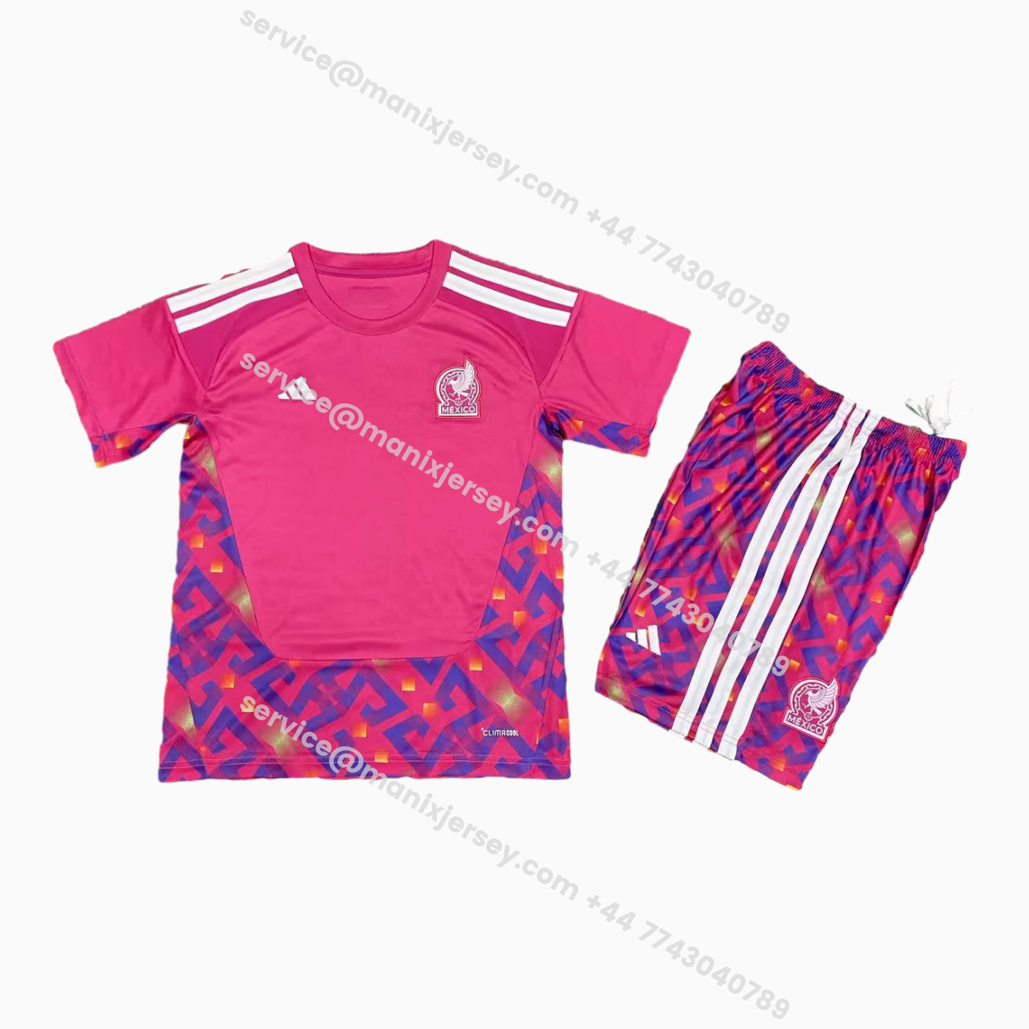 ManixJersey.com | Mexico 2026 Goalkeeper Pink Kids Kit -Customize Name, Number and Patch | Worldwide Shipping