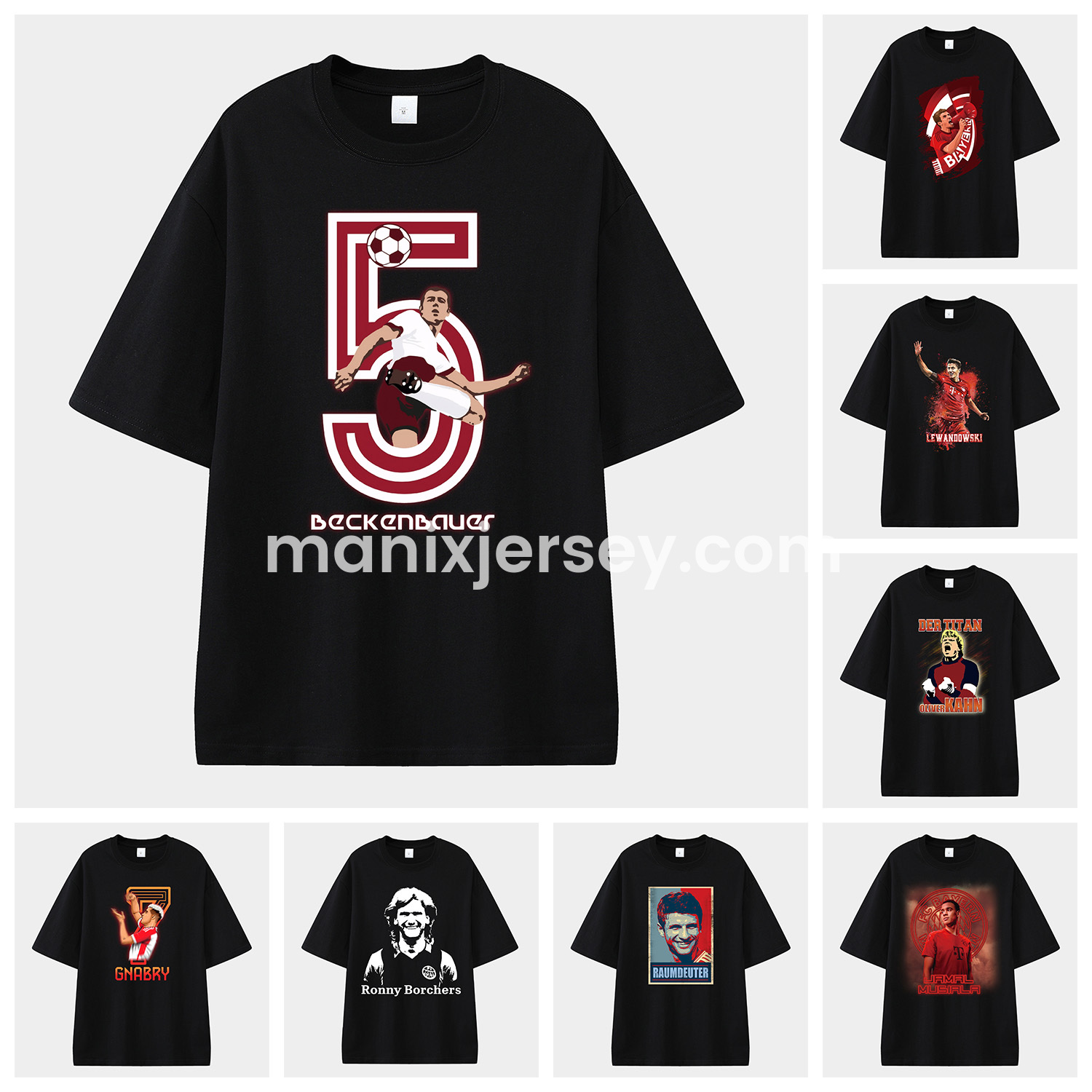 ManixJersey.com | Bayern Munich 125th Legendary Players Unisex Pure Cotton T-shirt -Customize Name, Number and Patch | Worldwide Shipping