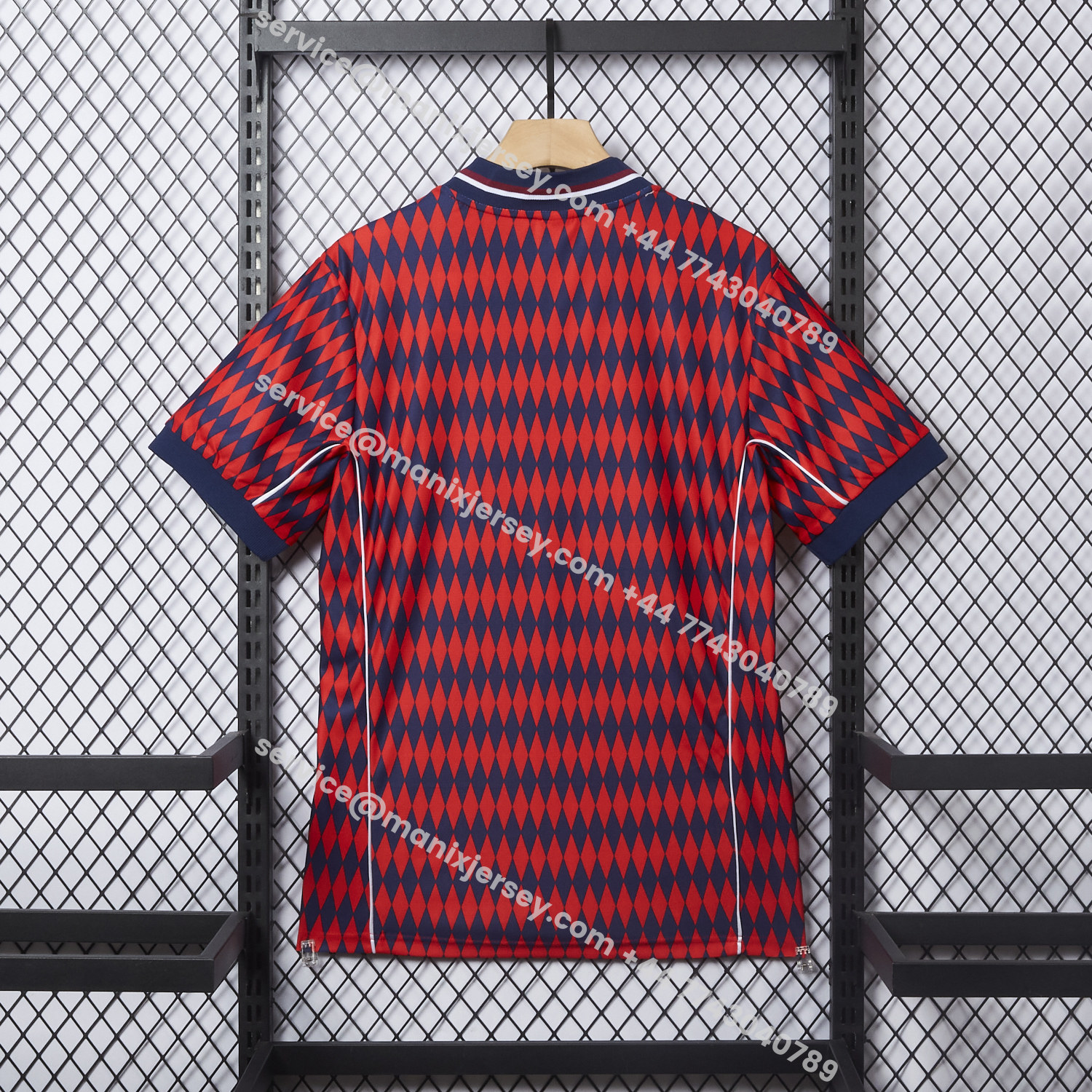 ManixJersey.com | Bayern Munich 25-26 Trefoil Retro Style Red And Deep Blue Jersey - Fans Version -Customize Name, Number and Patch | Worldwide Shipping
