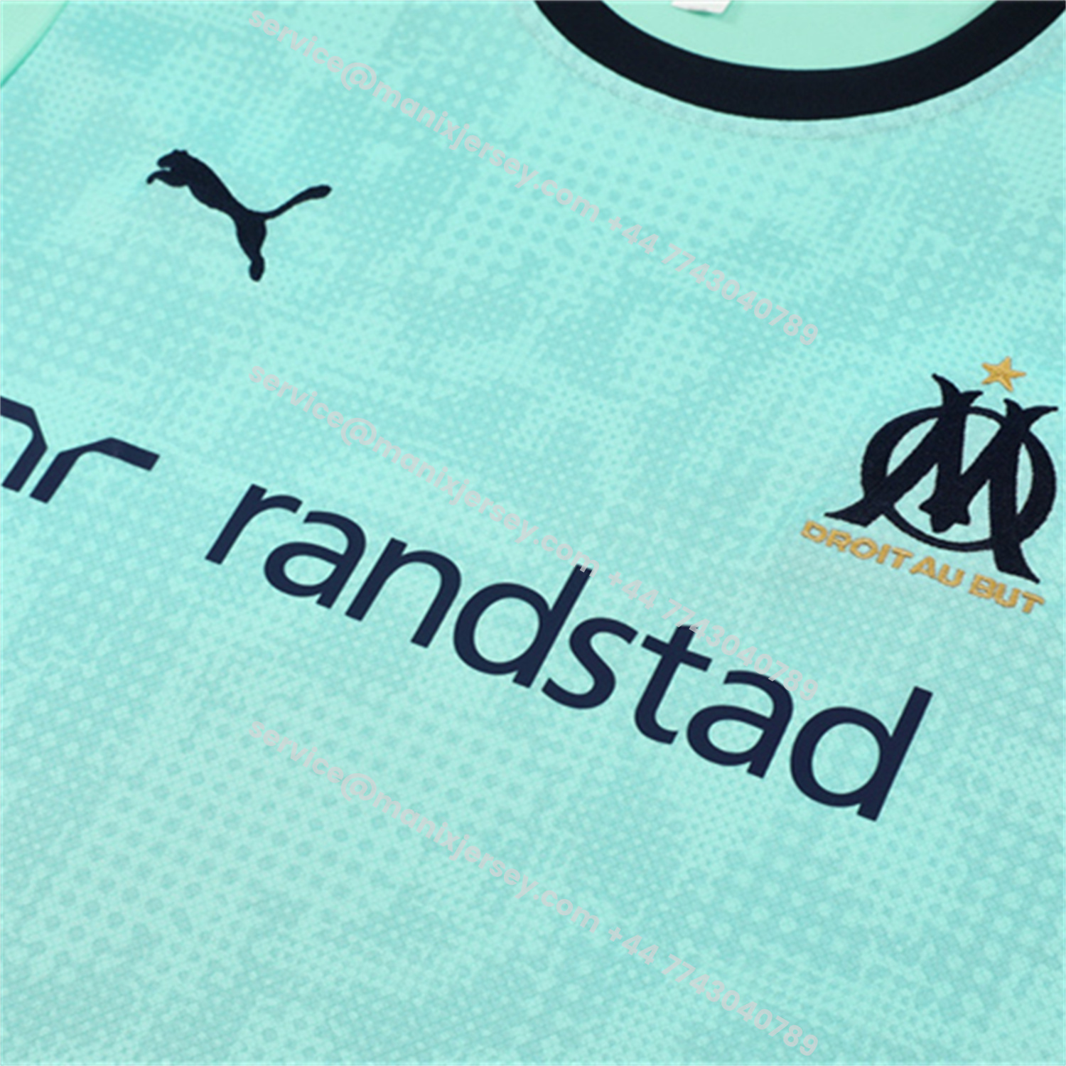 ManixJersey.com | Marseille 25-26 Short-Sleeve Training Set - Nattierblue Top & Deep Blue Pants -Customize Name, Number and Patch | Worldwide Shipping