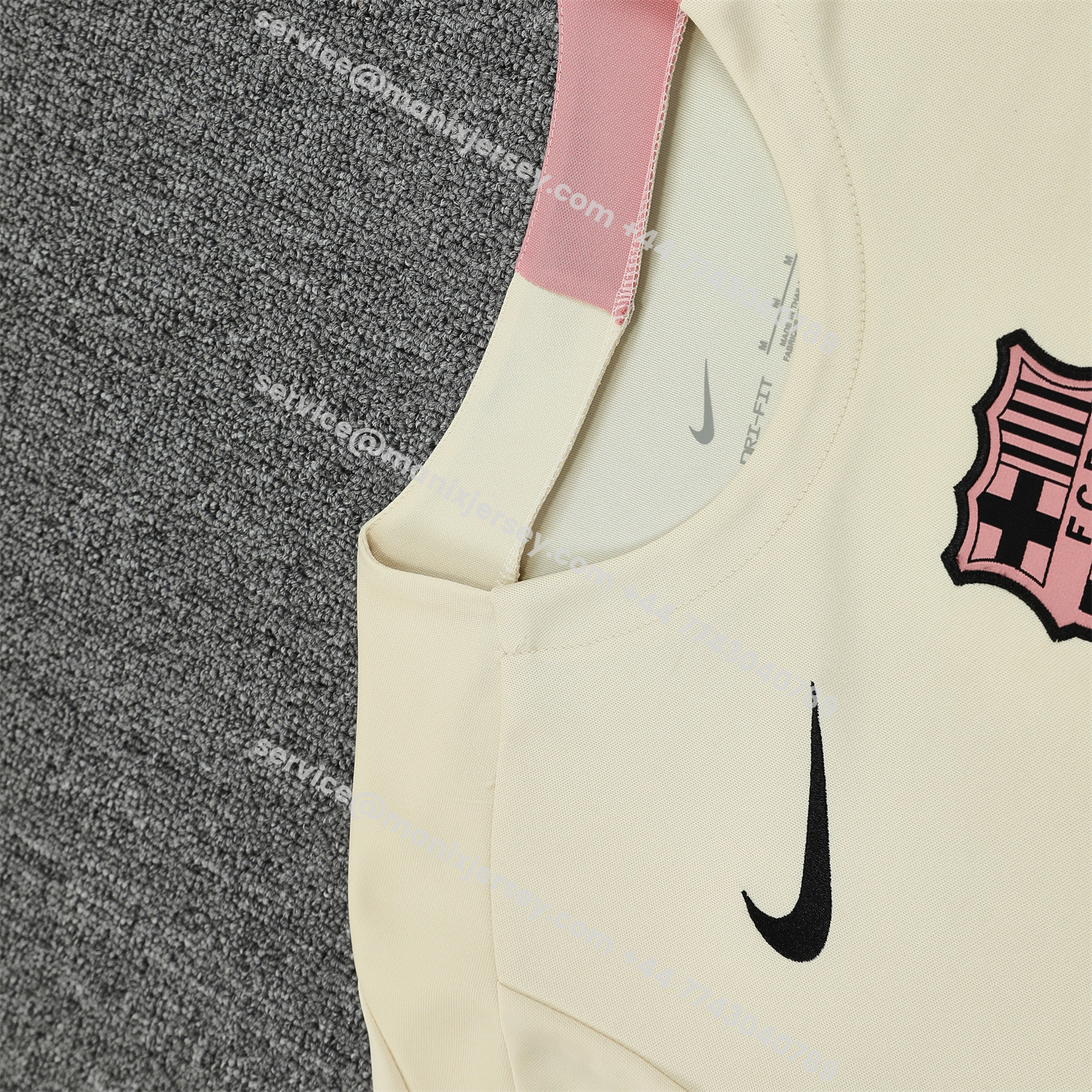 ManixJersey.com | Barcelona 25-26 Short-Sleeve Training Set - Cream Top & Deep Blue Shorts -Customize Name, Number and Patch | Worldwide Shipping