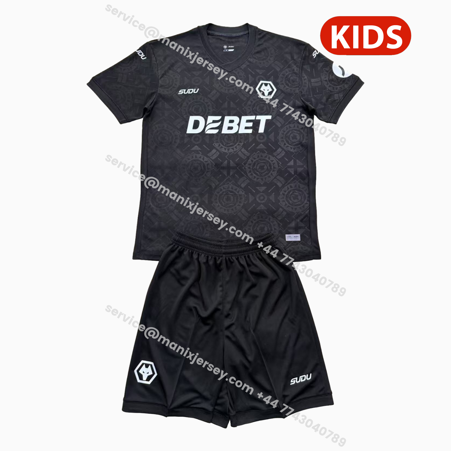 ManixJersey.com | Wolverhampton Wanderers Wolves 25-26 Black Goalkeeper Kids Kit -Customize Name, Number and Patch | Worldwide Shipping