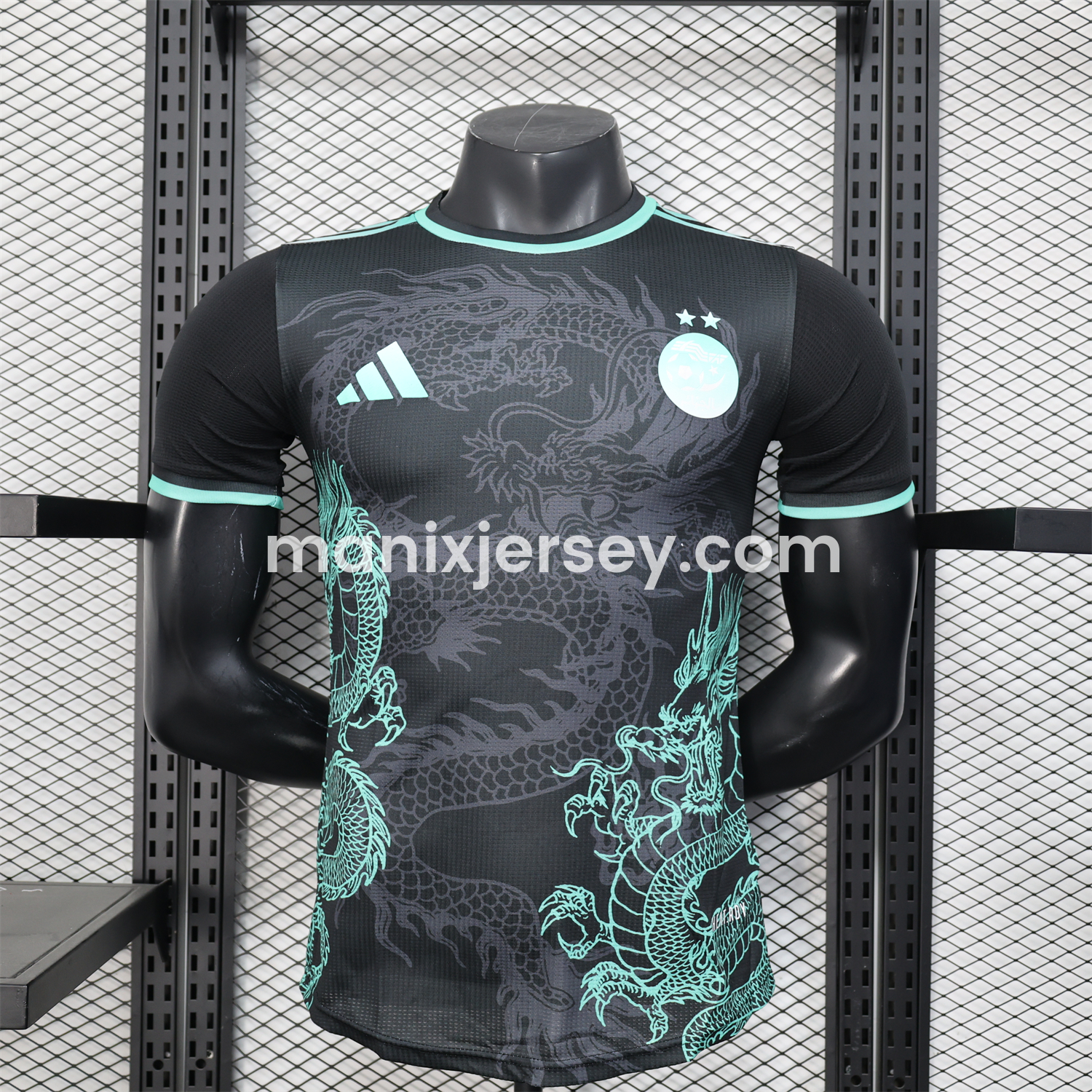 ManixJersey.com | Algeria 25-26 Green Dragon Pattern Black Jersey - Player Version -Customize Name, Number and Patch | Worldwide Shipping