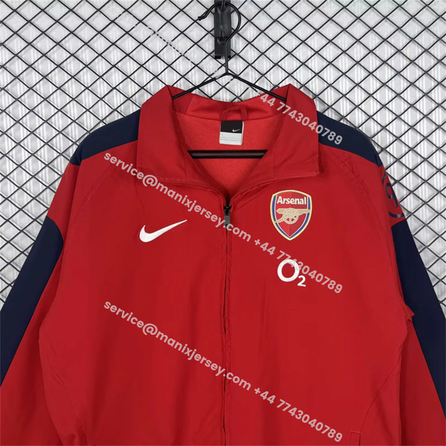 ManixJersey.com | Retro Arsenal 2004-05 Home Windbreaker Jacket - Red -Customize Name, Number and Patch | Worldwide Shipping