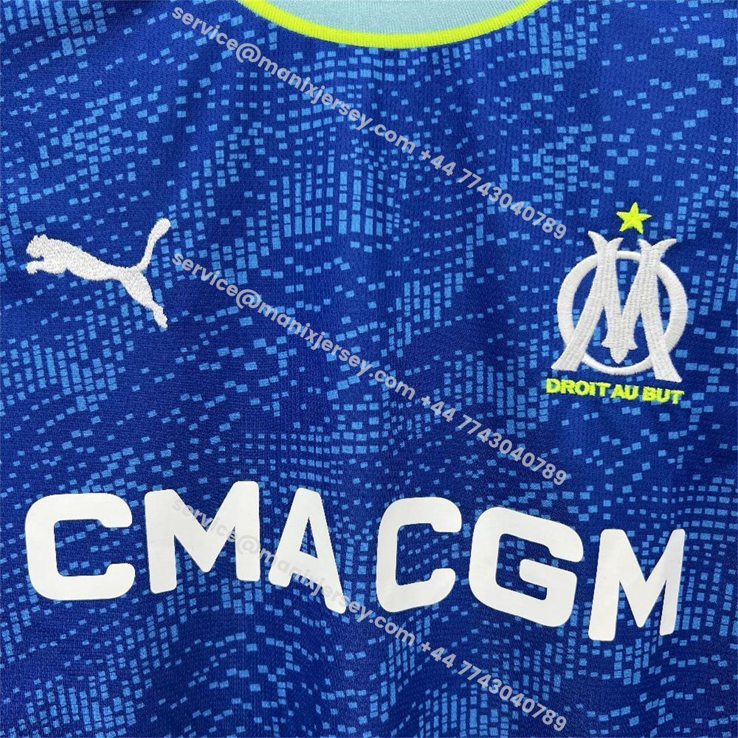 ManixJersey.com | Marseille 25-26 Third Blue Jersey - Fans Version -Customize Name, Number and Patch | Worldwide Shipping