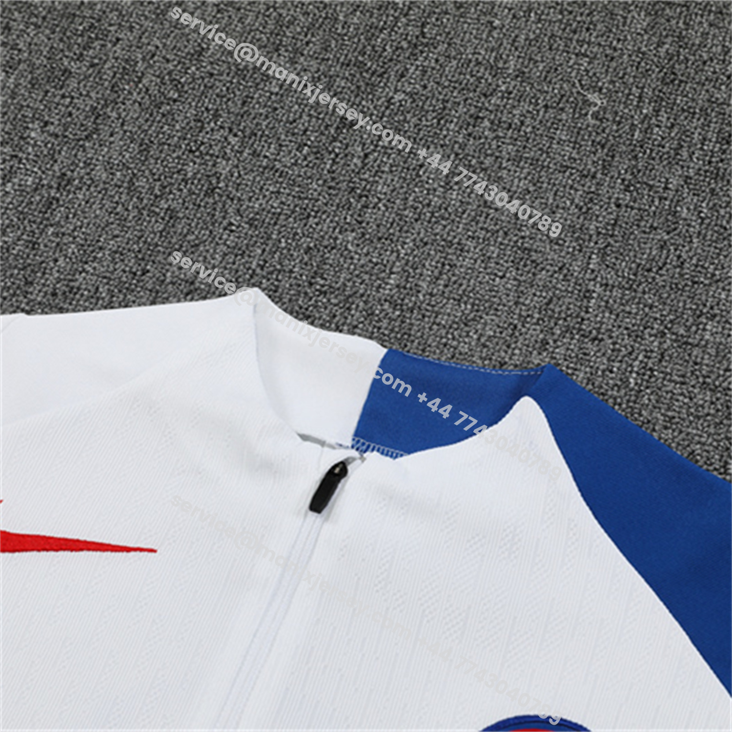 ManixJersey.com | Paris Saint-Germain PSG 25-26 Kids Long Sleeve Training Set - Player Version - White Top and Black Pants -Customize Name, Number and Patch | Worldwide Shipping