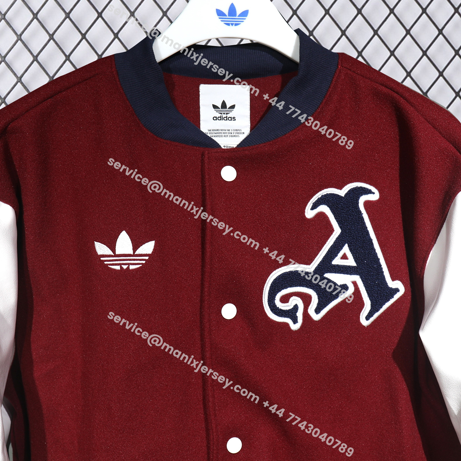 ManixJersey.com | Arsenal 25-26 Warm Windbreaker Jacket - Wine Red And White -Customize Name, Number and Patch | Worldwide Shipping