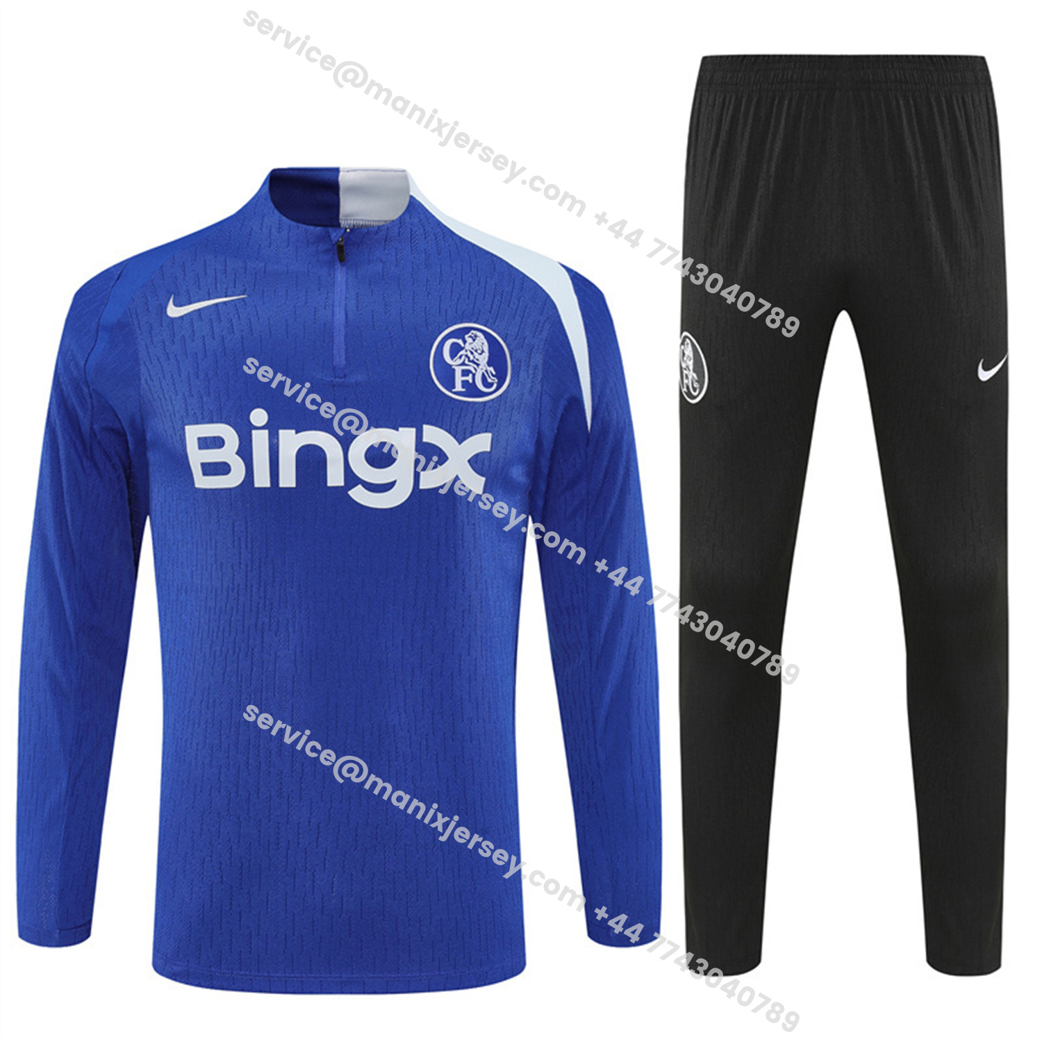 ManixJersey.com | C.H.E.L.S.E.A 25-26 Long Sleeve Training Set - Player Version - Blue Top and Black Pants -Customize Name, Number and Patch | Worldwide Shipping