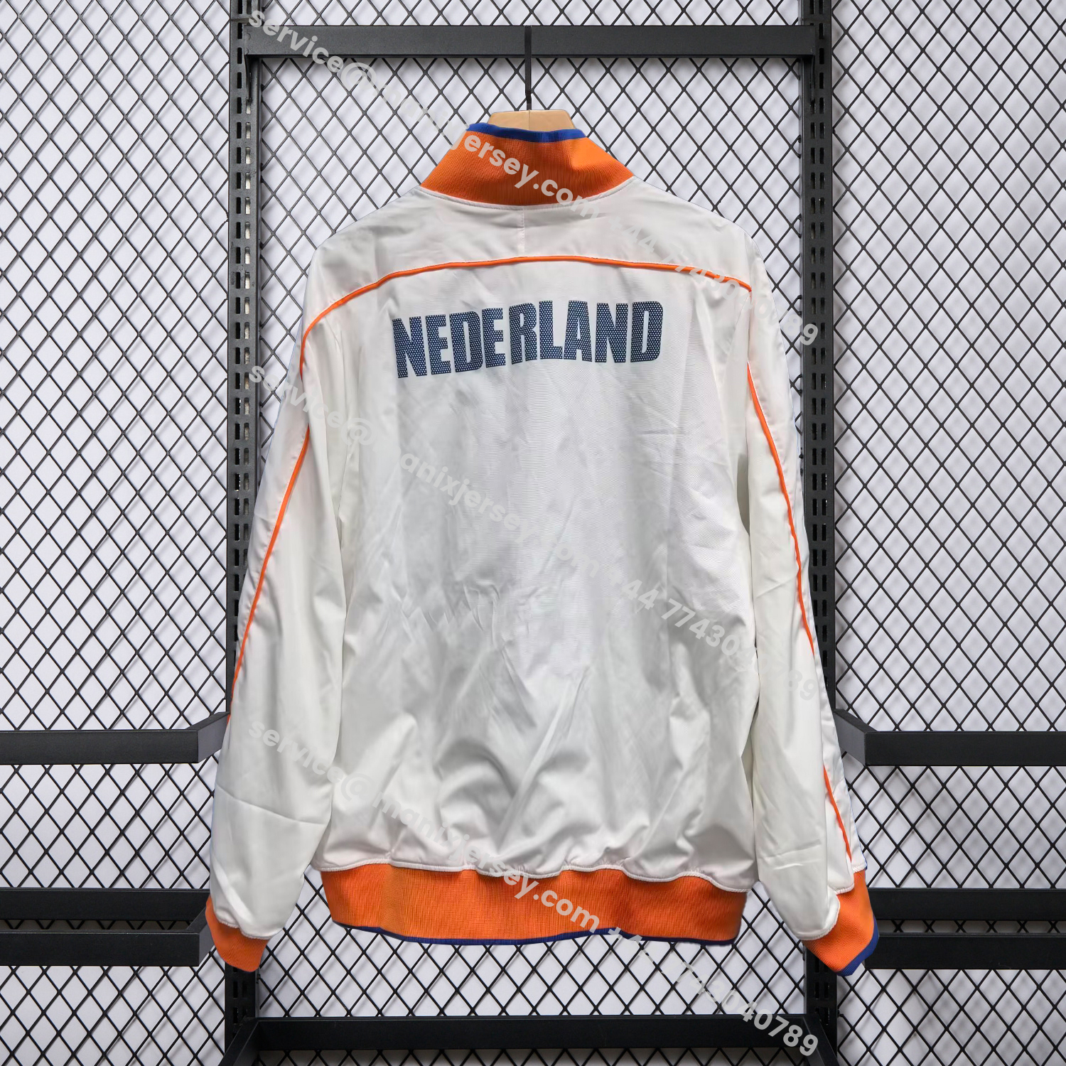 ManixJersey.com | Netherlands 25-26 Windbreaker Jacket - Orange And White -Customize Name, Number and Patch | Worldwide Shipping