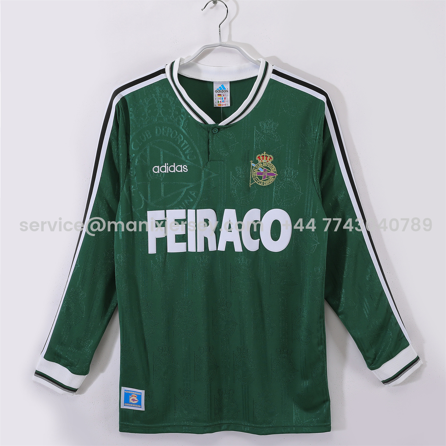 ManixJersey.com | Retro Deportivo de La Coruña 1999-00 Away Long Sleeves Jersey -Customize Name, Number and Patch | Worldwide Shipping