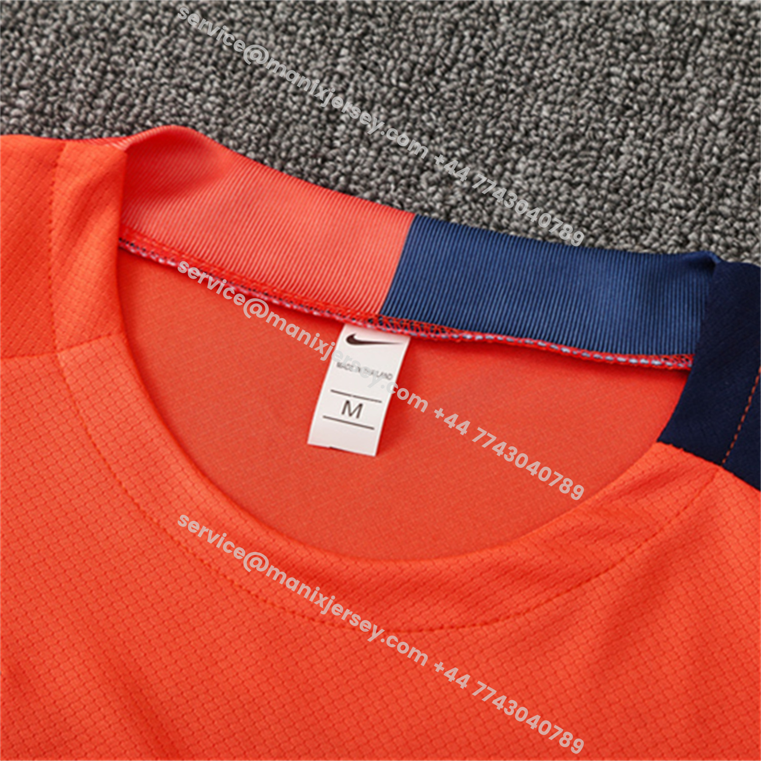 ManixJersey.com | Barcelona 25-26 Short-Sleeve Training Set - Orange Top Royal Blue Sponsor& Royal Blue Shorts -Customize Name, Number and Patch | Worldwide Shipping