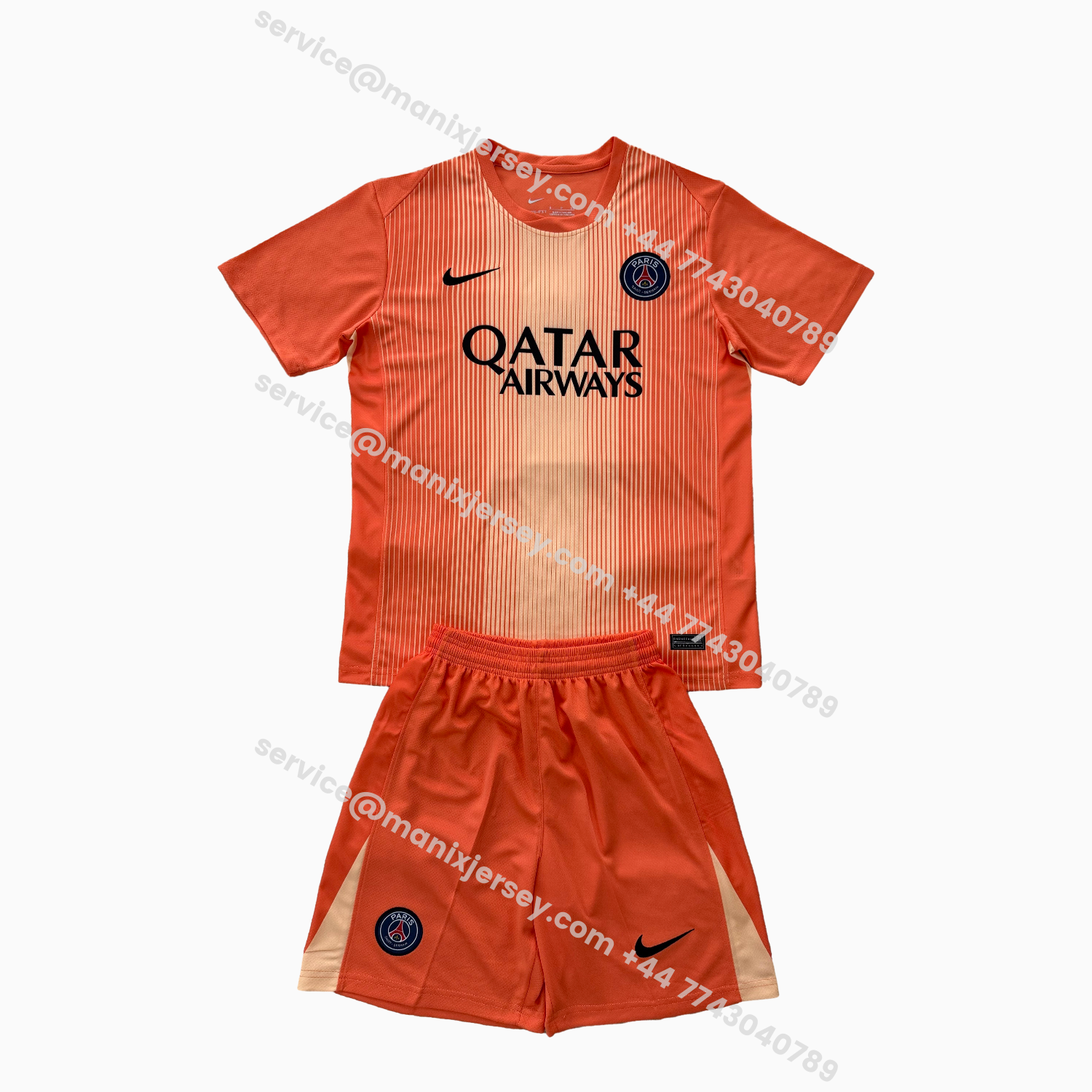 ManixJersey.com | Paris Saint-Germain PSG 25-26 Orange Goalkeeper Kids Kit -Customize Name, Number and Patch | Worldwide Shipping