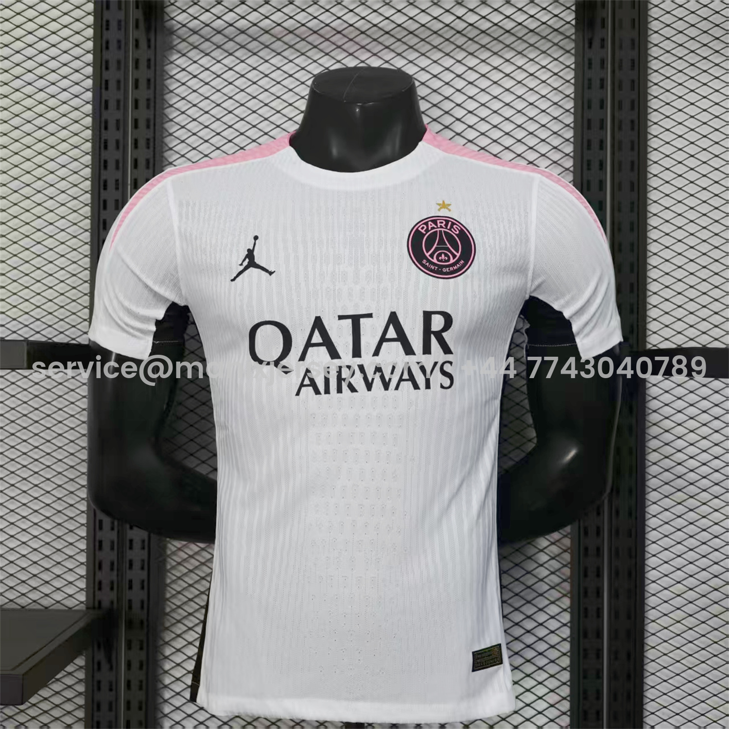 ManixJersey.com | Paris Saint-Germain PSG 25-26 White Pre-Match Training Jersey - Player Version -Customize Name, Number and Patch | Worldwide Shipping