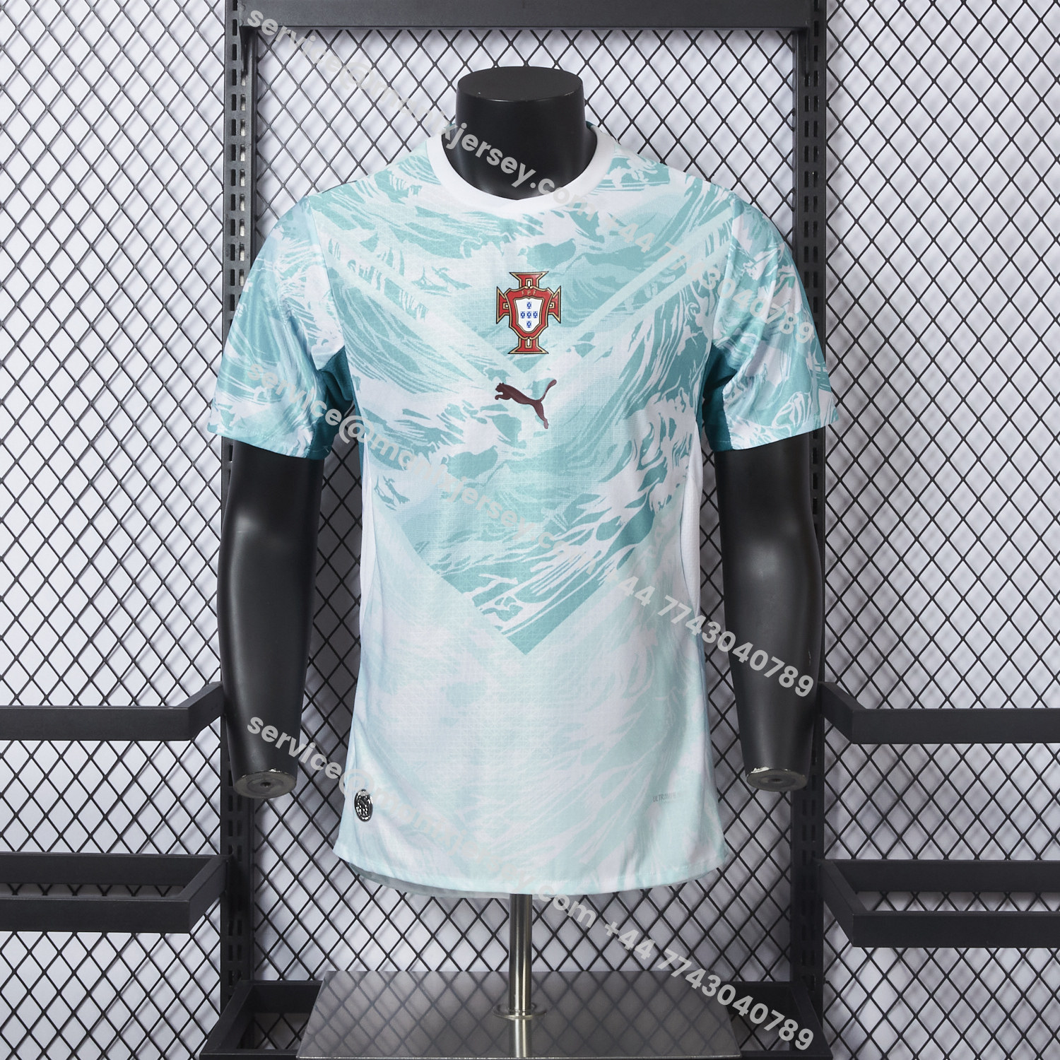 ManixJersey.com | Portugal 2026 Away White And Cyan Jersey - Player Version -Customize Name, Number and Patch | Worldwide Shipping