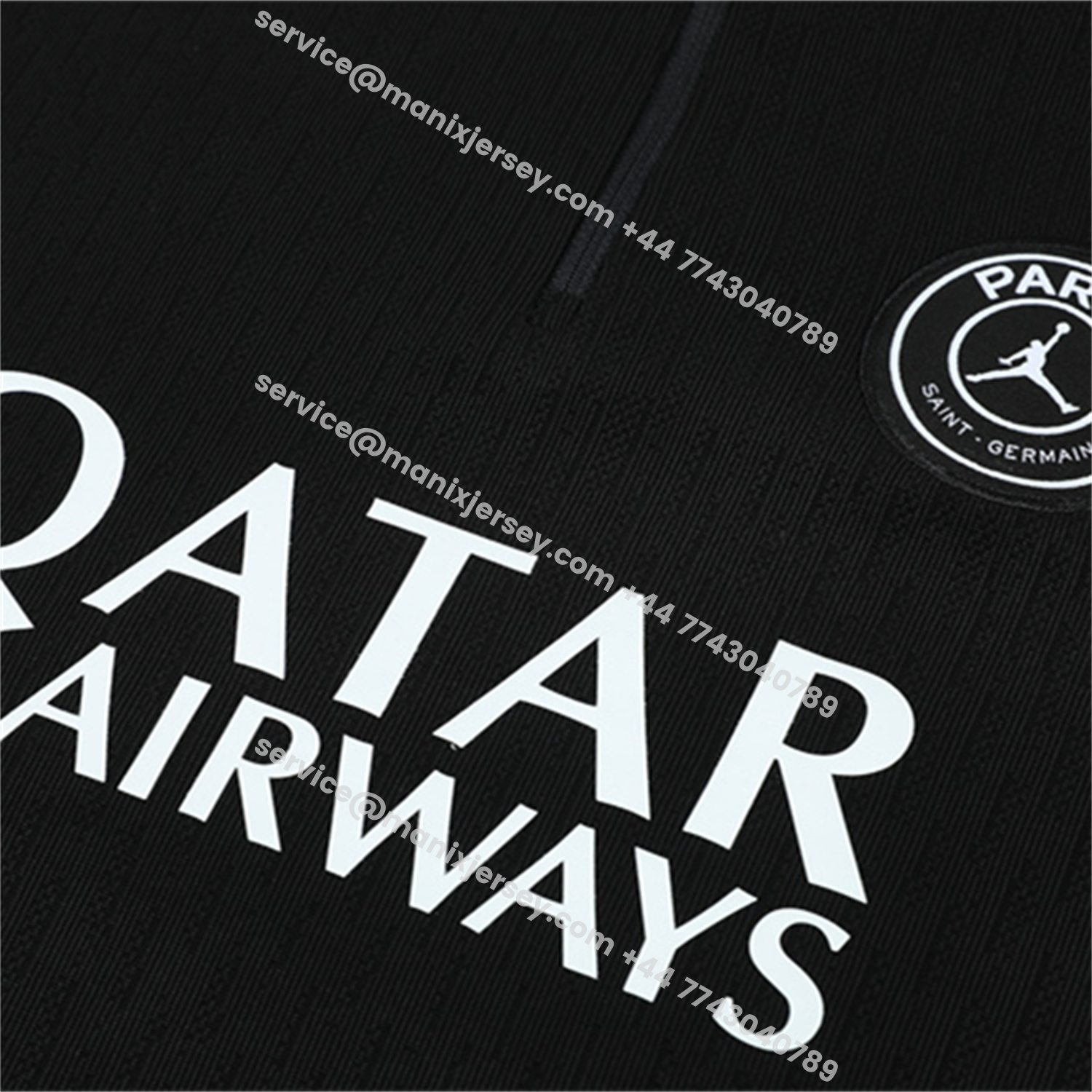 ManixJersey.com | Paris Saint-Germain PSG 25-26 Jordan Long Sleeve Training Set - Pure Black Top & Pants -Customize Name, Number and Patch | Worldwide Shipping