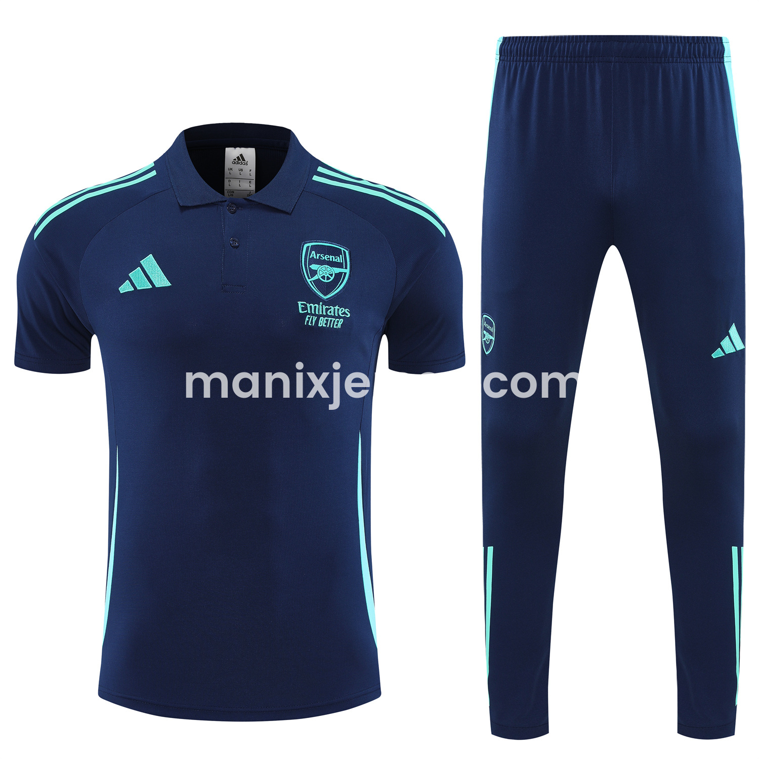 ManixJersey.com | Arsenal 25-26 POLO Short-Sleeve Training Set - Deep Blue Top and Pants -Customize Name, Number and Patch | Worldwide Shipping