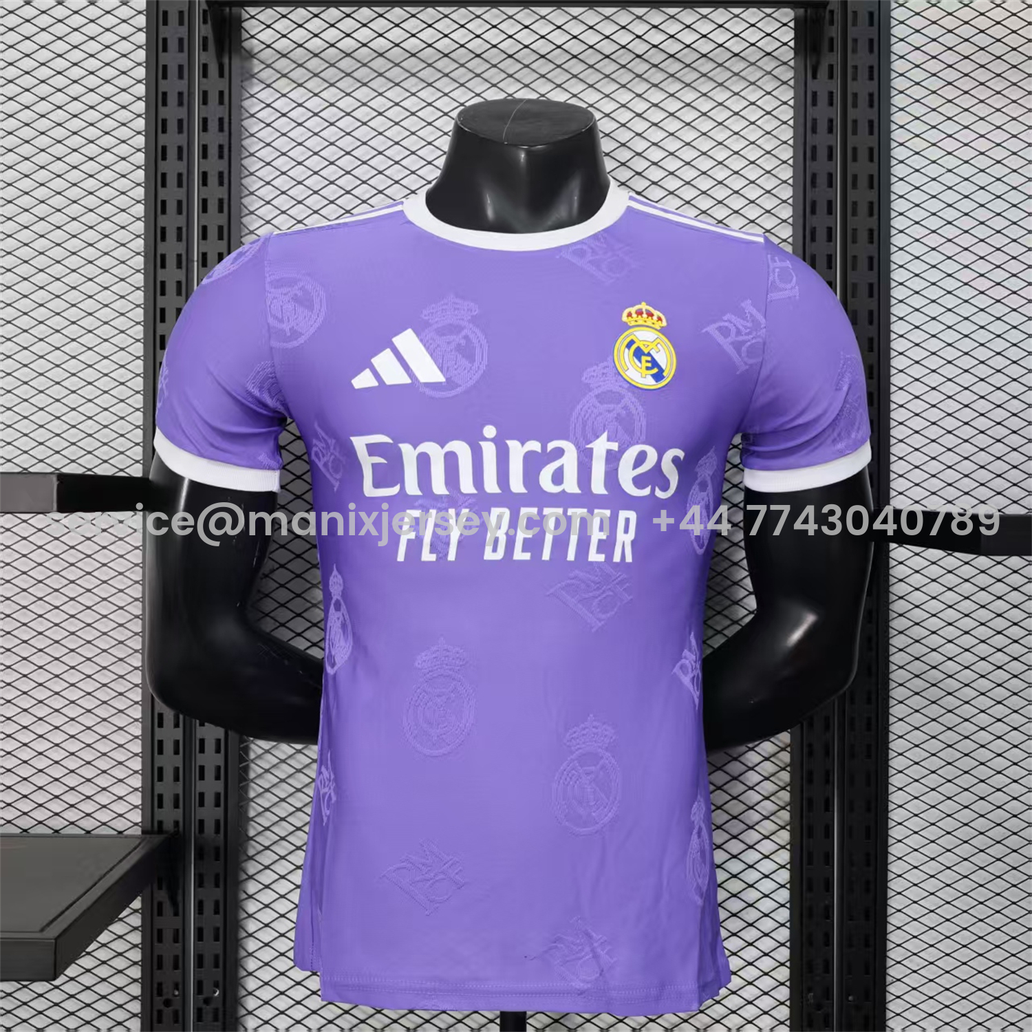 ManixJersey.com | Real Madrid 25-26 Purple Team Logo Jacquard Special Jersey - Player Version -Customize Name, Number and Patch | Worldwide Shipping
