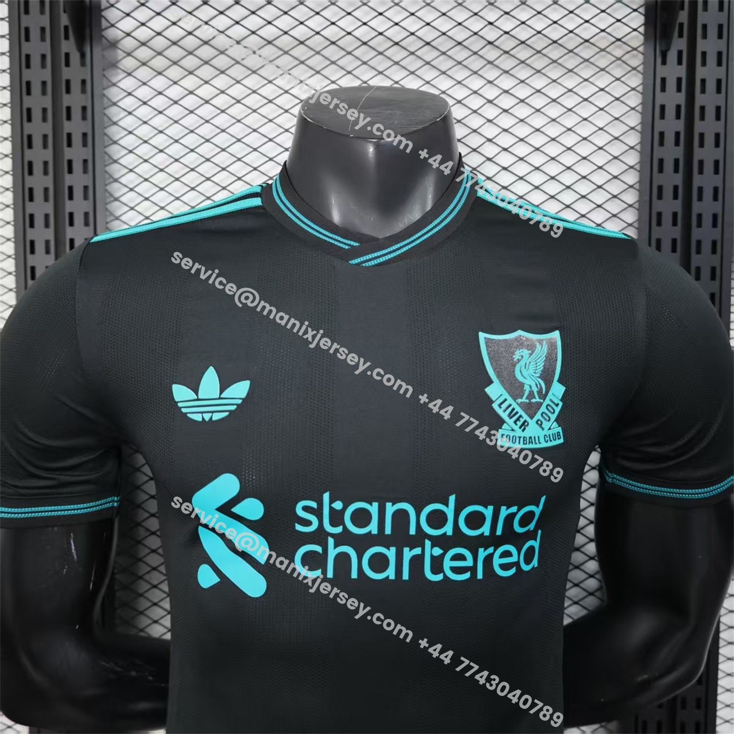 ManixJersey.com | Liver.pool 25-26 Black Special Cyan Sponsor Jersey - Player Version -Customize Name, Number and Patch | Worldwide Shipping