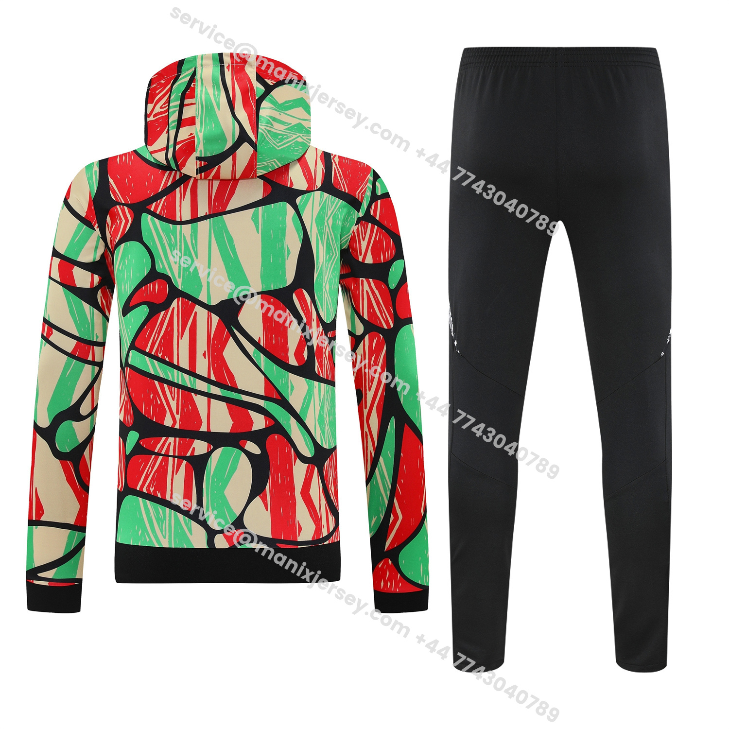 ManixJersey.com | Arsenal 25-26 Training Hoodie Set - Red Green Hoodie and Black Pants -Customize Name, Number and Patch | Worldwide Shipping