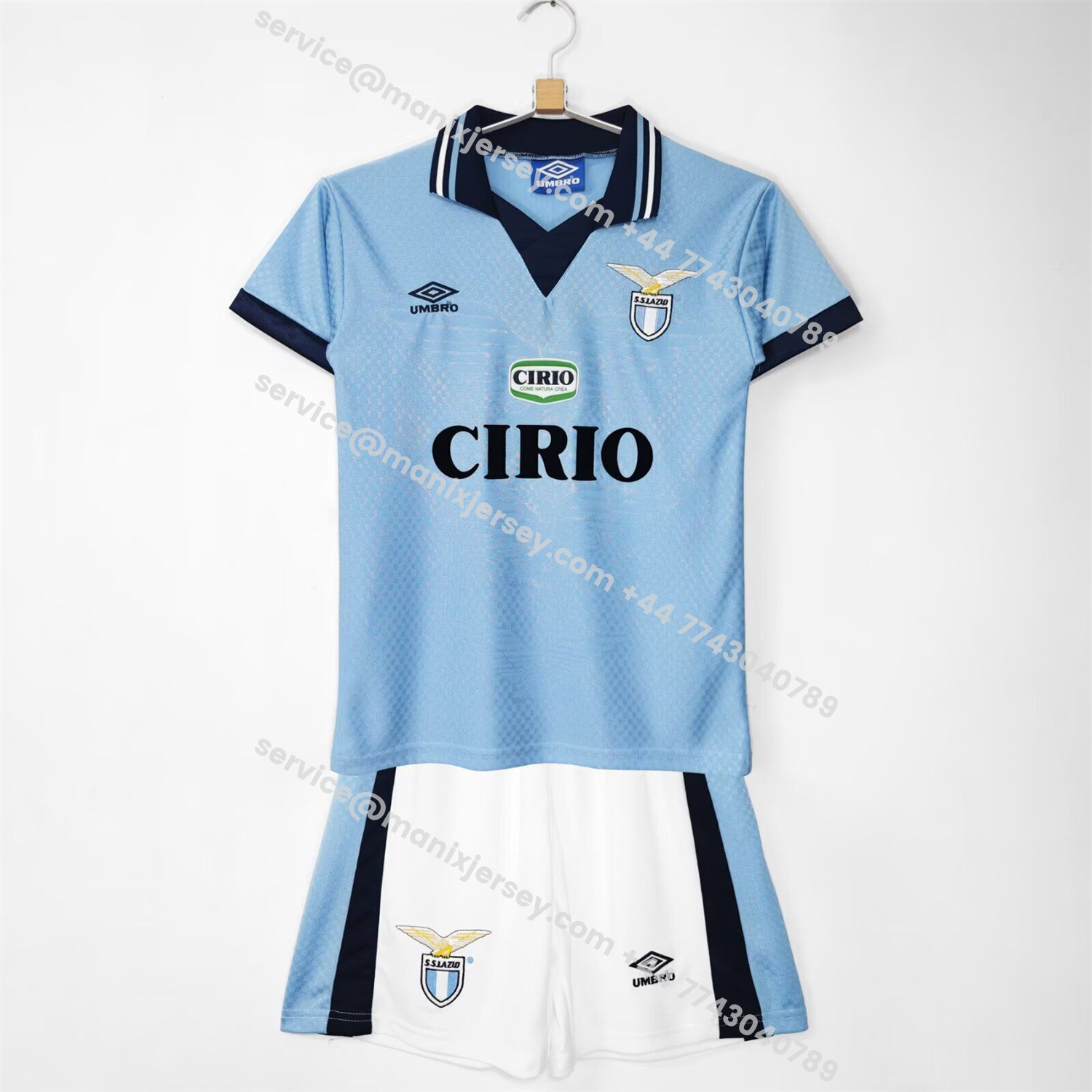 ManixJersey.com | Retro Lazio 1996-97 Home Kids Kit -Customize Name, Number and Patch | Worldwide Shipping