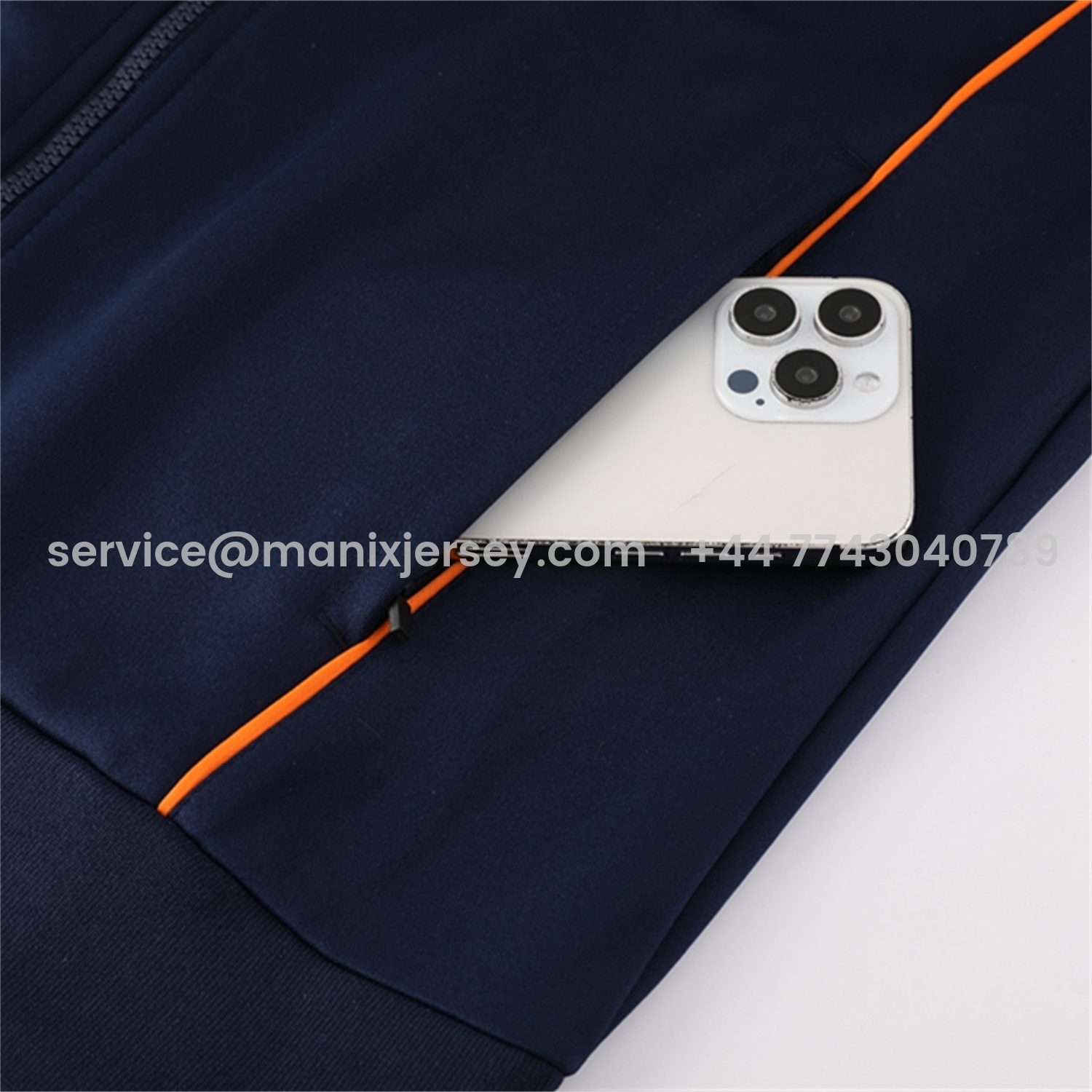 ManixJersey.com | Real Madrid 25-26 Jacket Training Tracksuit - Royal Blue Jackets & Pants with Orange Lines -Customize Name, Number and Patch | Worldwide Shipping