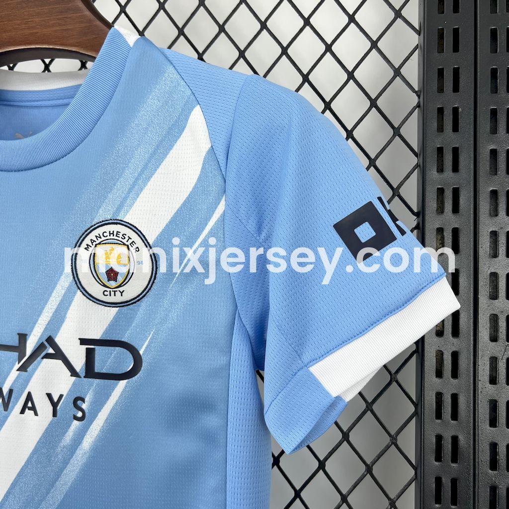 ManixJersey.com | Manchester City 25-26 Home Kids Kit -Customize Name, Number and Patch | Worldwide Shipping