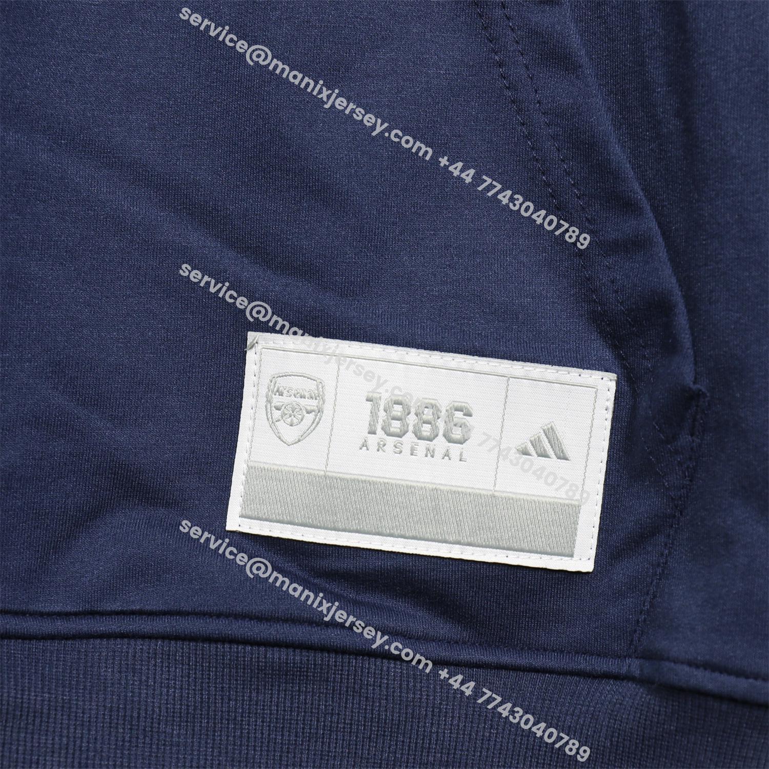 ManixJersey.com | Arsenal 25-26 Pure Color Training Hoodie Set - Deep Blue Hoodie and Deep Blue Pants -Customize Name, Number and Patch | Worldwide Shipping